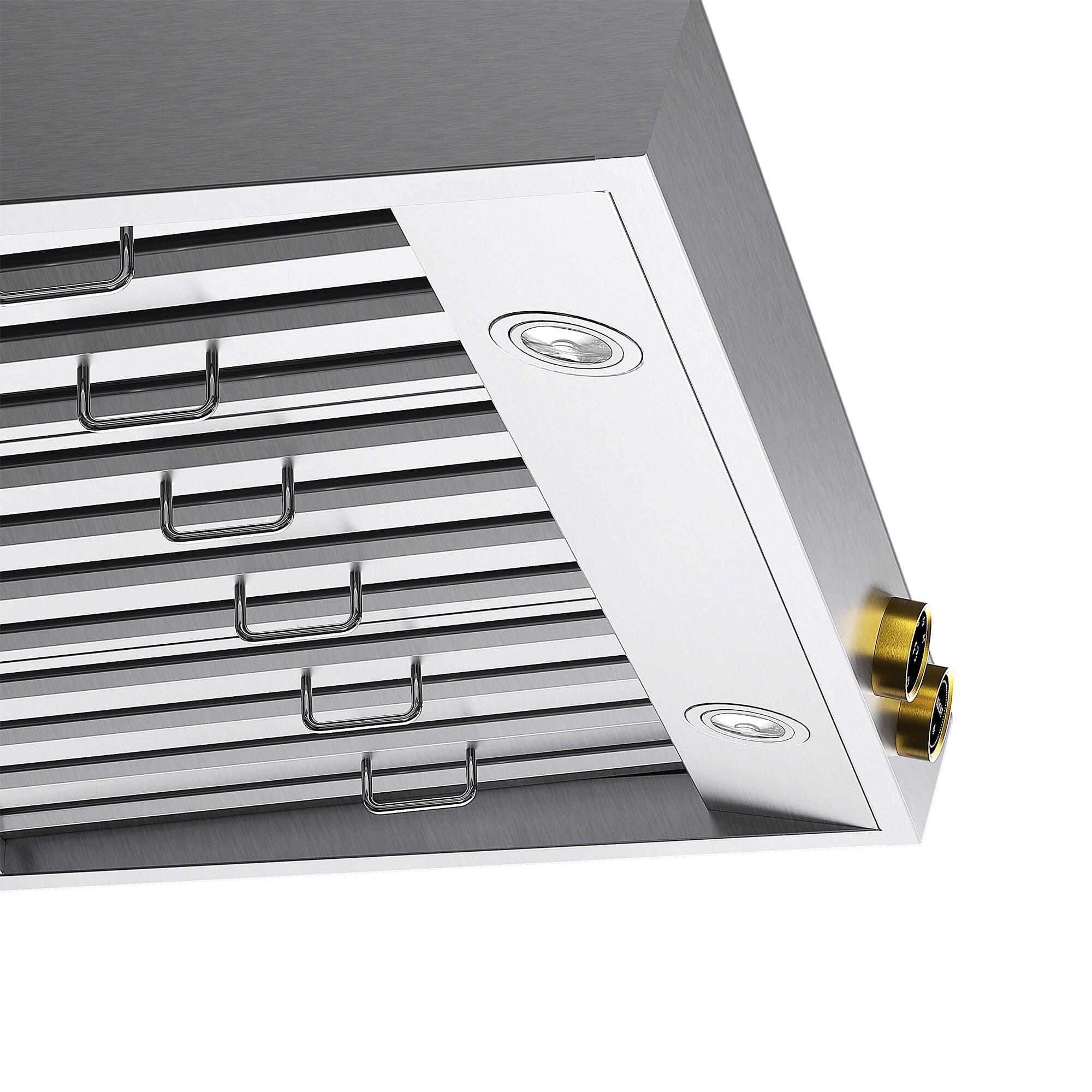 36 in. 900 CFM Ducted Under Cabinet Range Hood in Stainless Steel with Gold Accents and Digital Controls