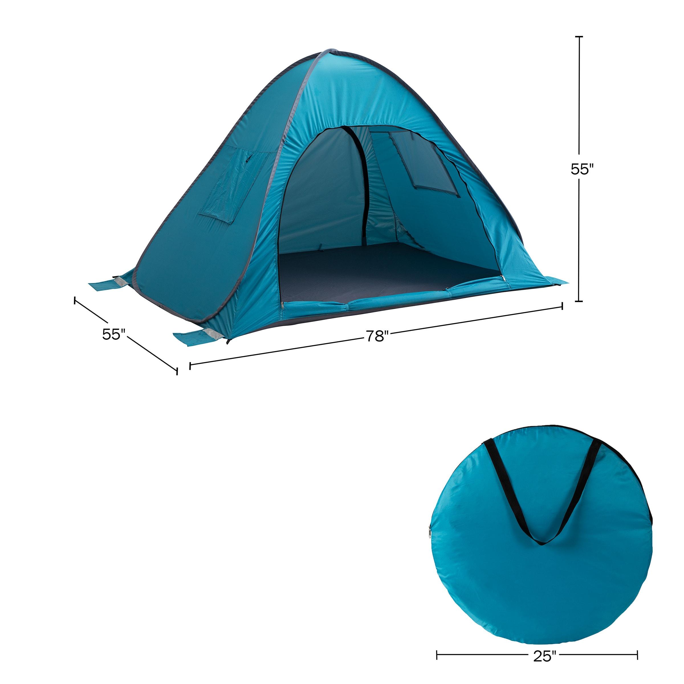 Wakeman Pop Up Beach Tent - Fits 2 People - Sun Shelter with UV Protection and Ventilation, Blue