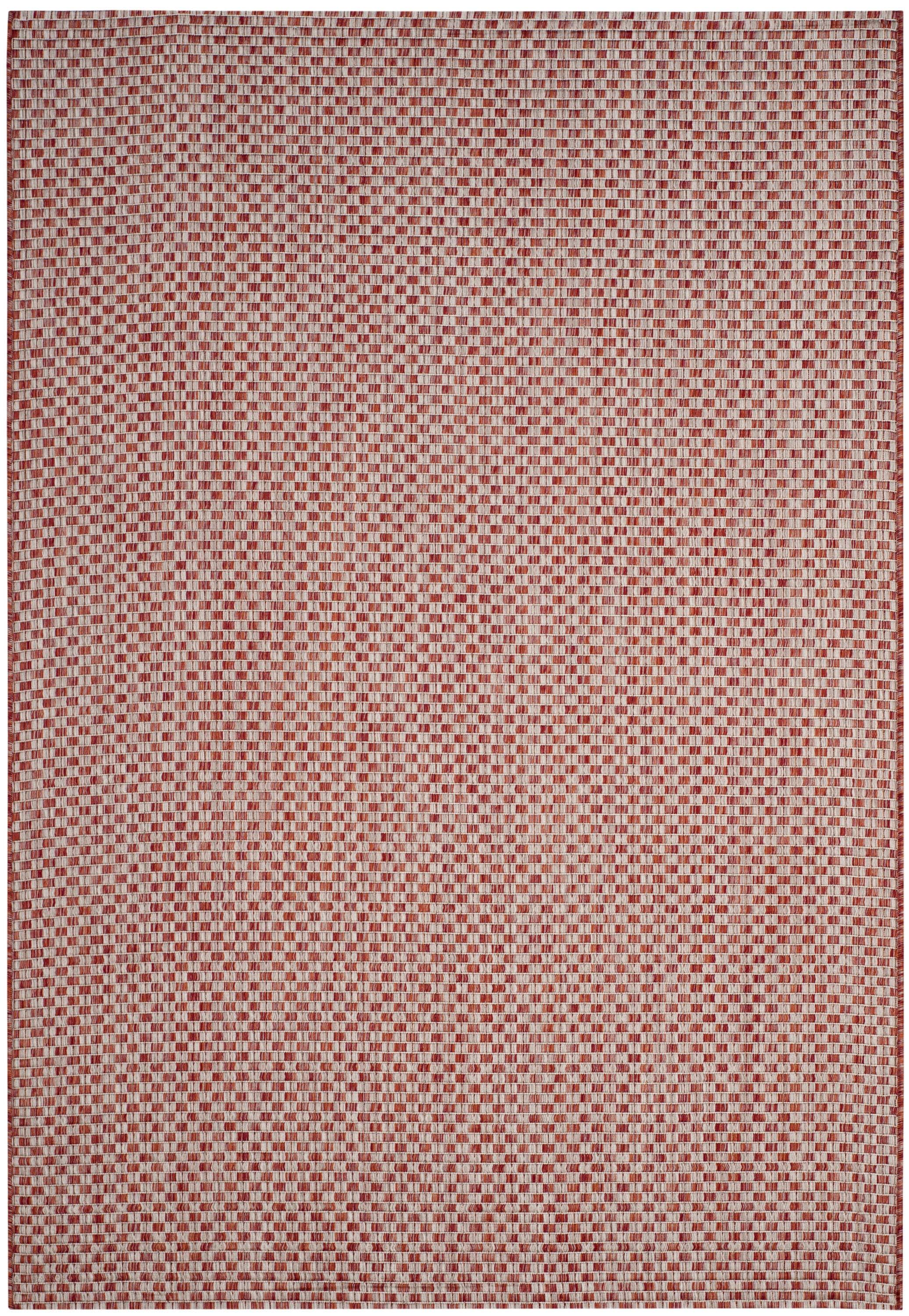 SAFAVIEH Courtyard Blair Geometric Indoor/Outdoor Area Rug, 4' x 5'7", Rust/Light Grey