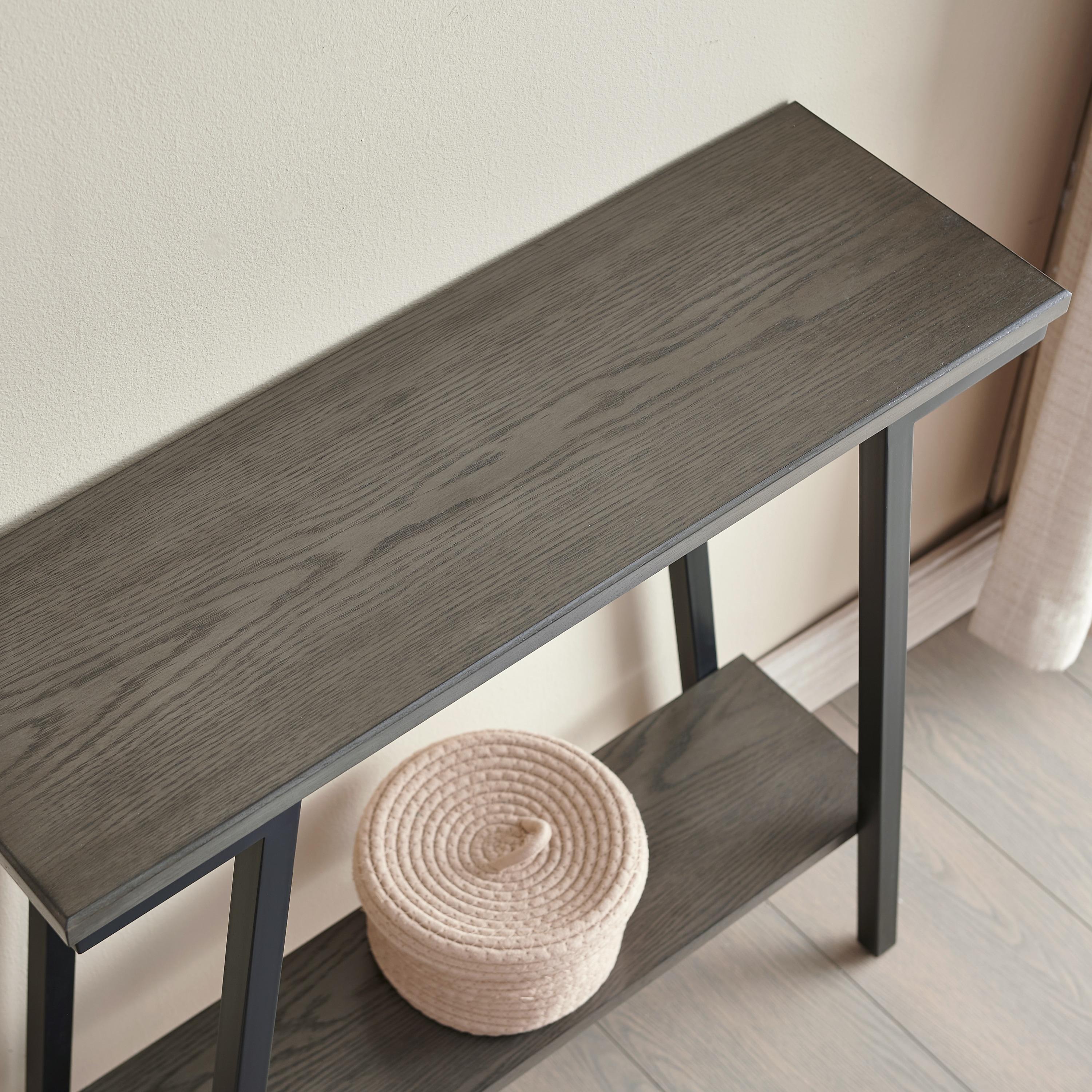 Leick Home 214338 Empiria Wood Console Table with Metal Frame for Living Room Entryway Bedroom, Gray