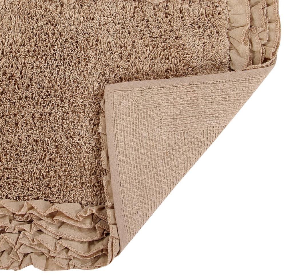 Better Trends Shaggy Boader 100% Cotton Tufted Non- Slip Backing Bath Rug 20" x 60" Runner - Beige