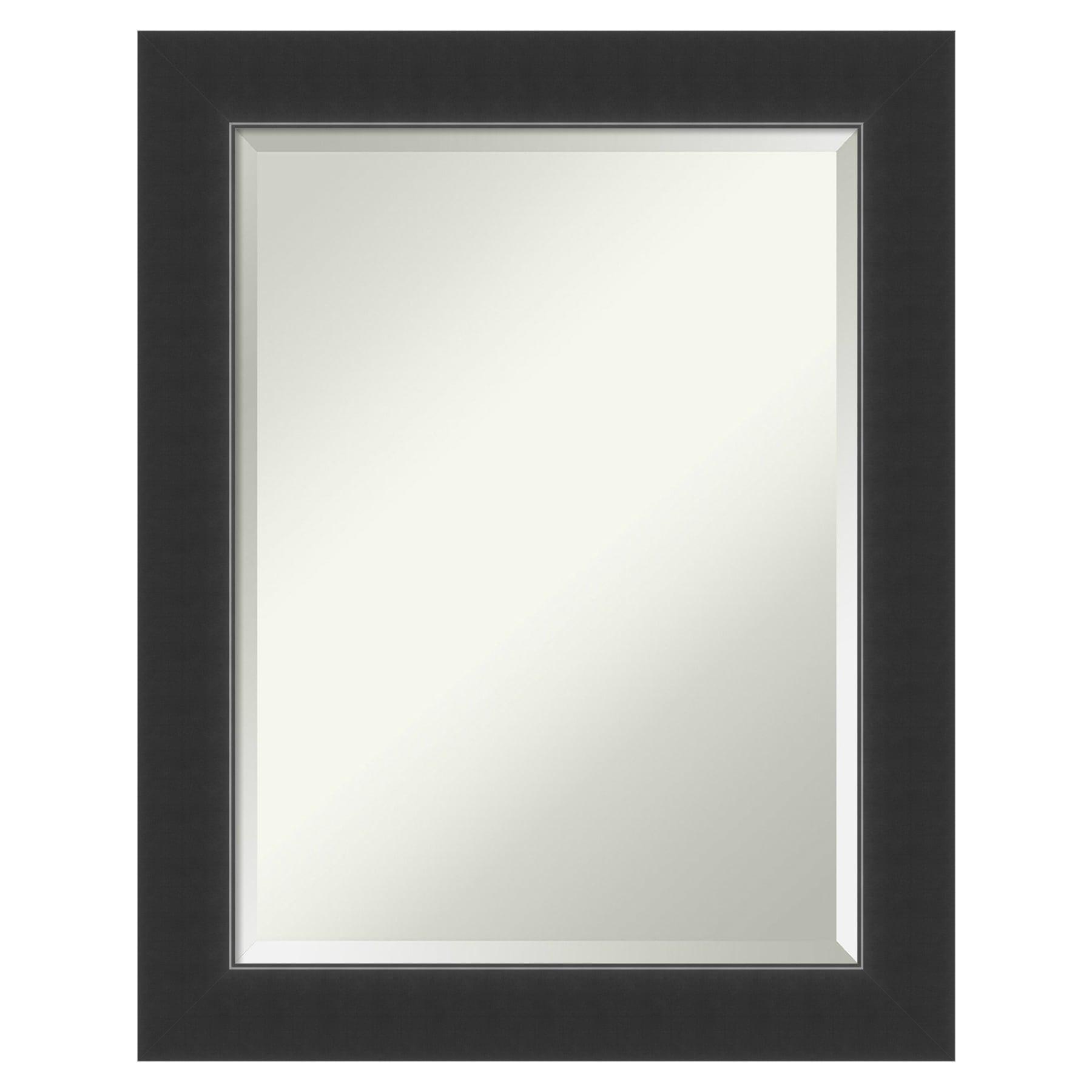 Amanti Art Beveled Wood Bathroom Wall Mirror - Corvino Black Frame Corvino Black Outer Size: 23 x 29 in