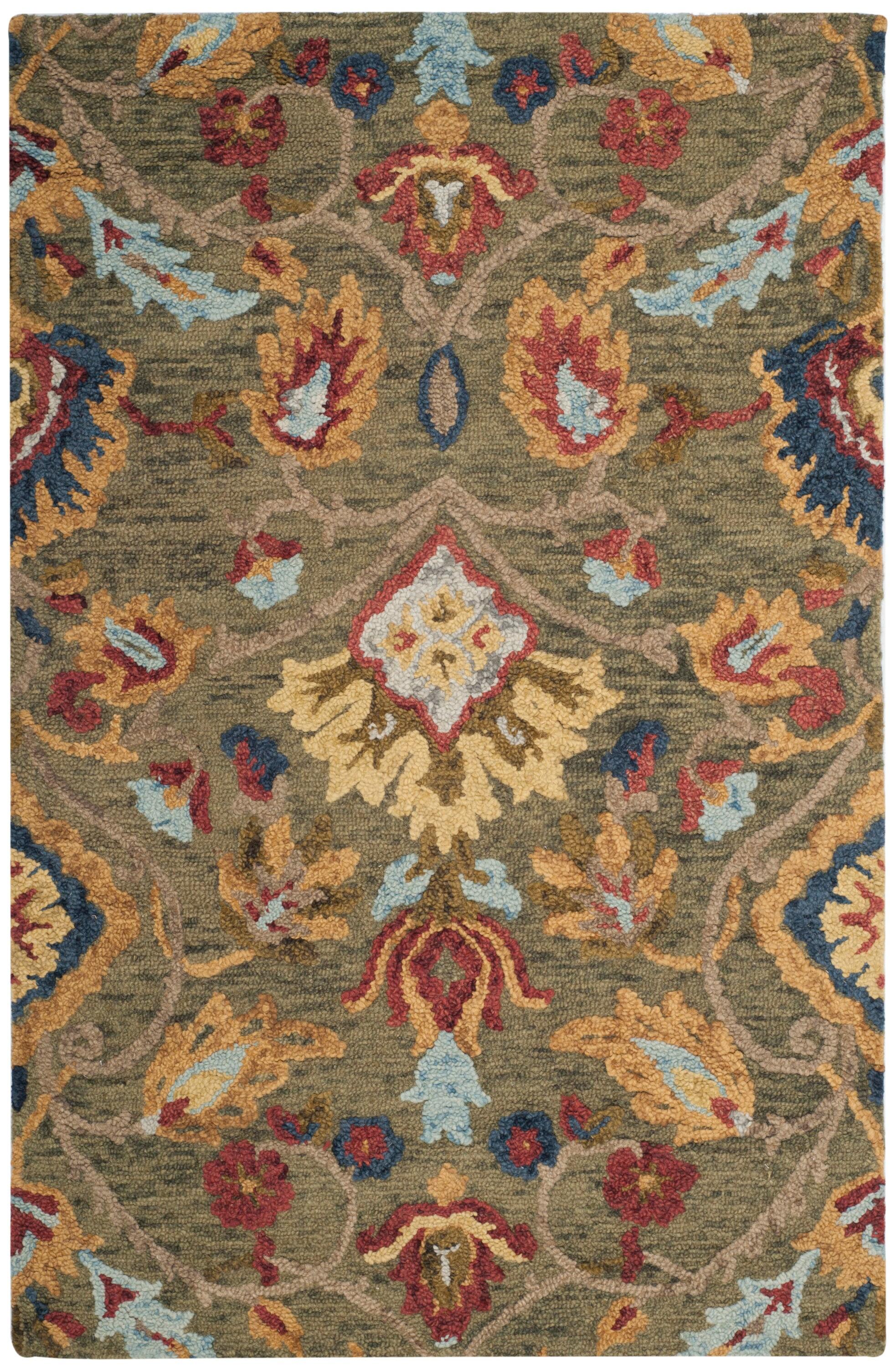 Blossom BLM402 Hand Tufted Accent Rug - Green/Multi - 2'3"x4' - Safavieh.