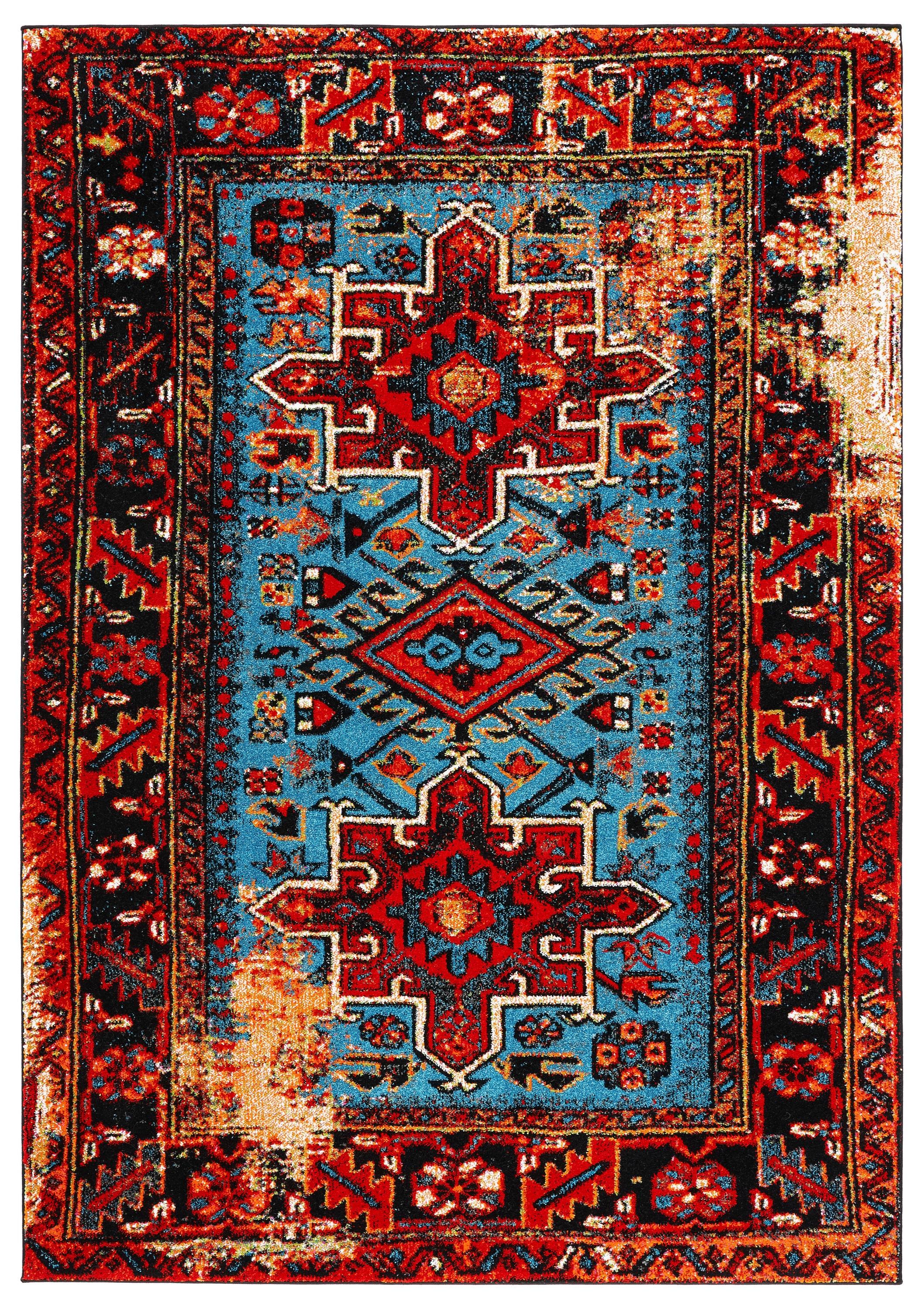 Vintage Hamadan VTH211 Power Loomed Indoor Area Rug - Red/Light Blue - 5'3"x7'6" - Safavieh