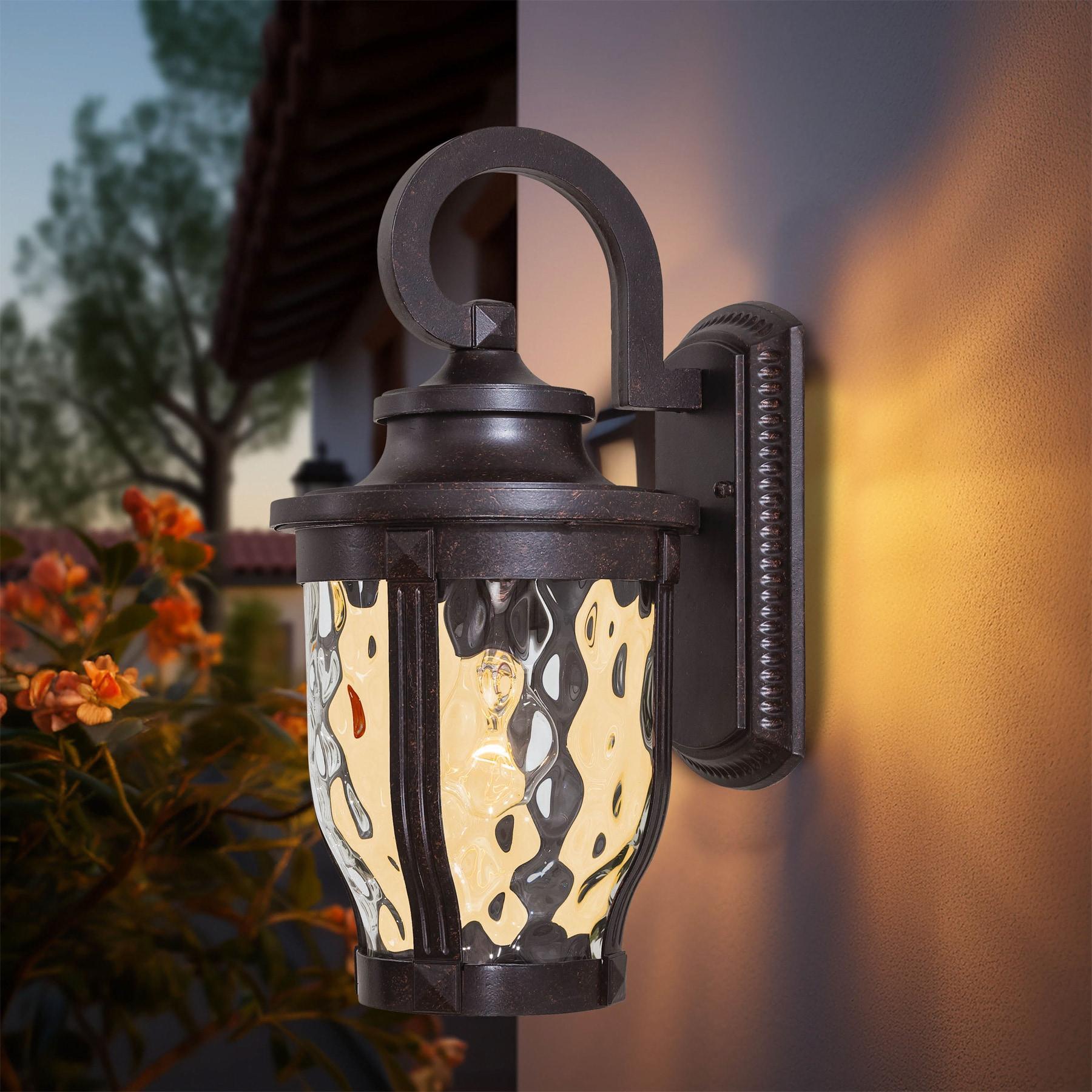 Minka Lavery Rustic Outdoor Wall Light Fixture Corona Bronze 12 1/4" Clear Hammered Glass for Post Exterior Deck Porch Yard Patio