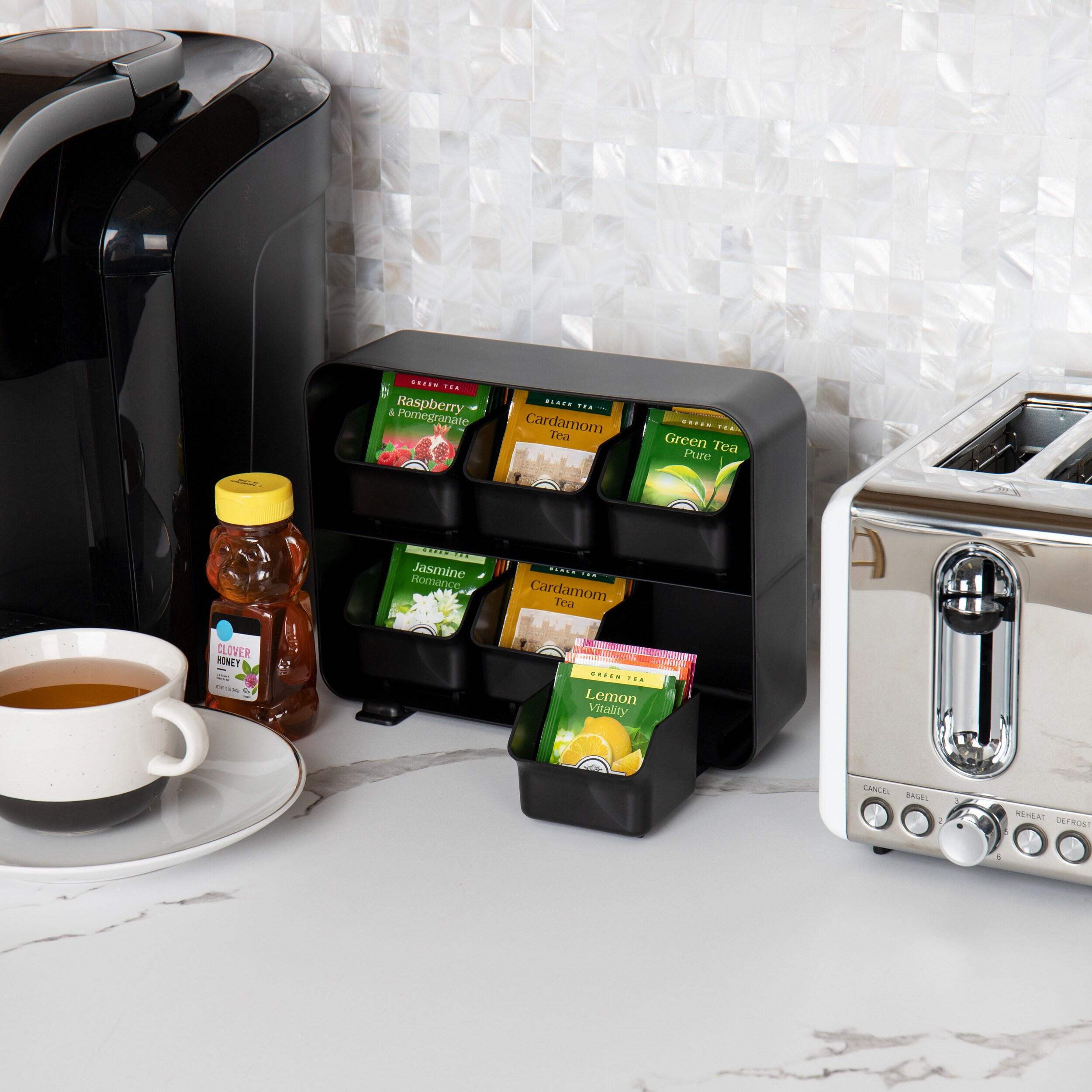 Mind Reader Mind Reader Tea Bag Organizer, Tea Station Organizer, Countertop Storage, Kitchen, Plastic, 10.25"L x 3.25"W x 7.75"H