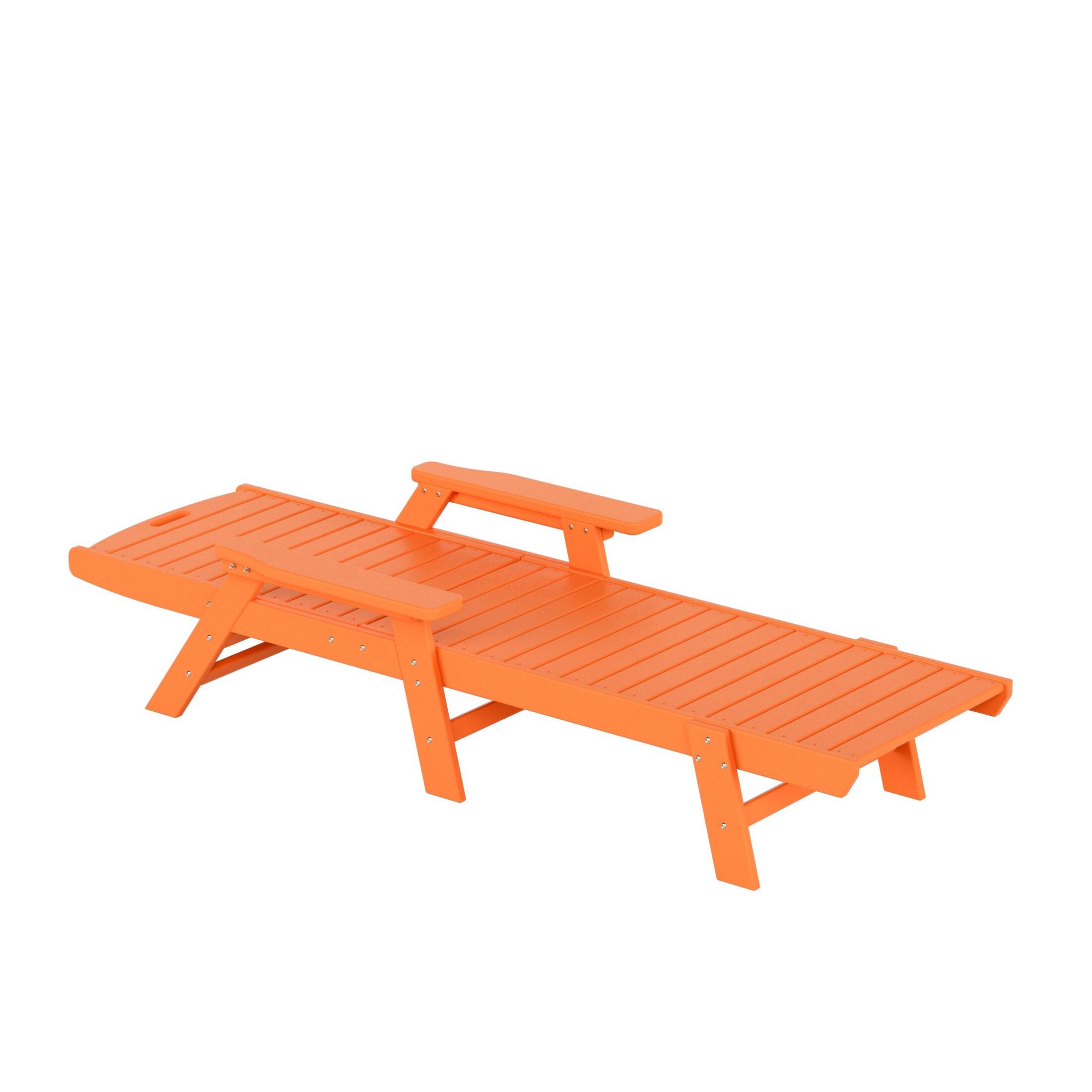 Polytrends  Laguna Hdpe All Weather Outdoor Patio Pool Reclining Chaise Lounge Orange
