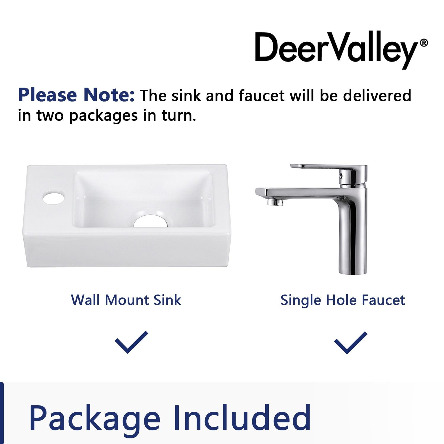 Liberty 14.57'' x 7'' Vitreous China Rectangular Wall Mount Bathroom Sink with Left Faucet Hole for Small Space