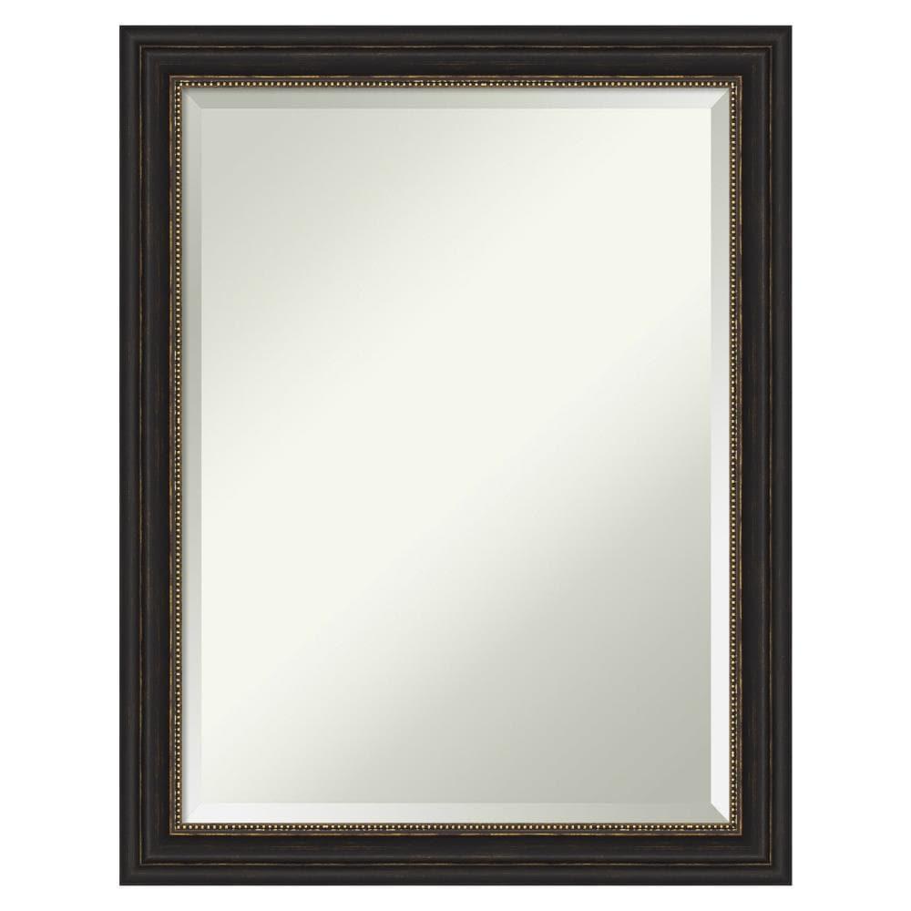 Amanti Art Beveled Bathroom Wall Mirror - Accent Bronze Narrow Frame Outer Size: 22 x 28 in