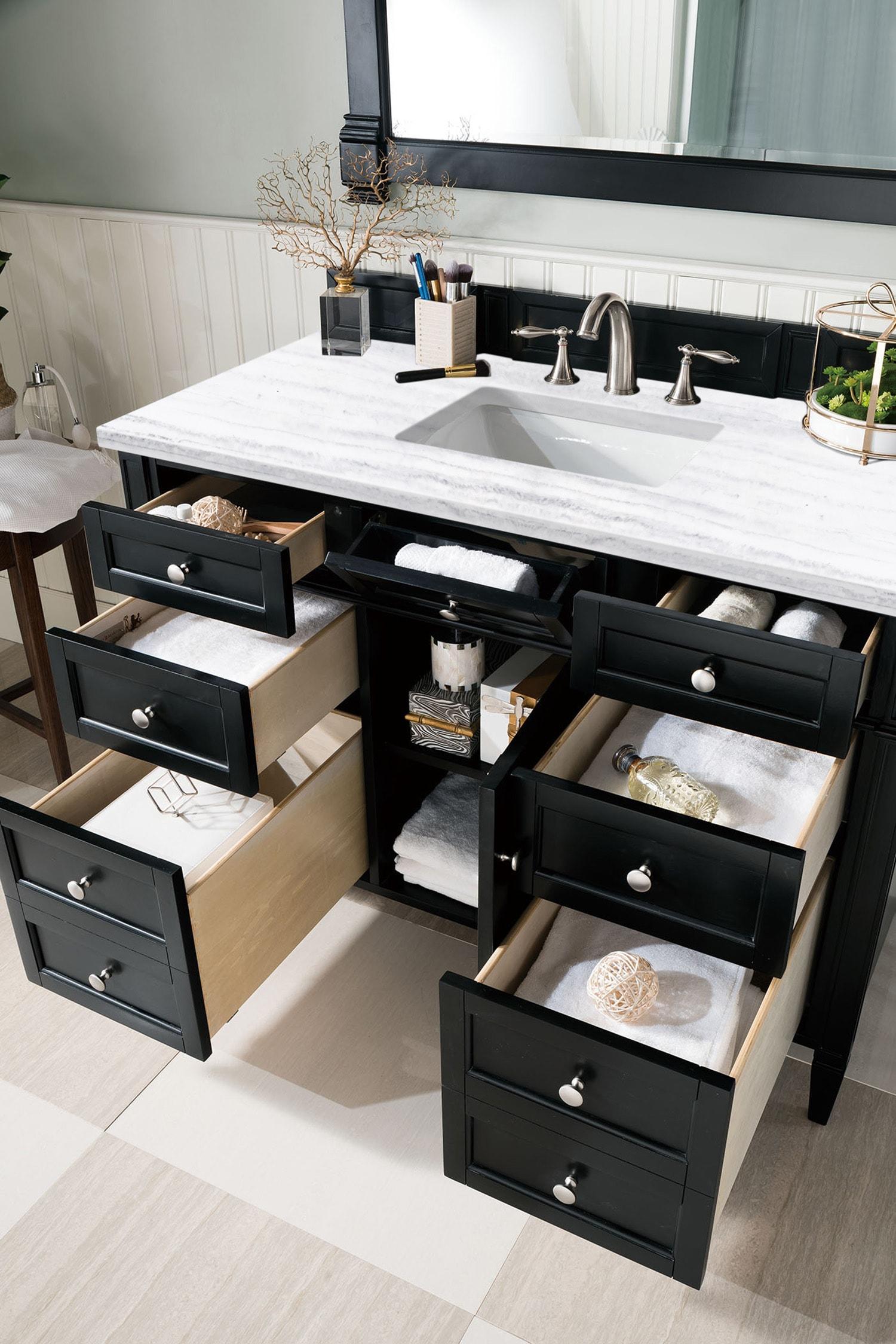 Black 47'' Plywood Single Vanity with Multiple Drawers