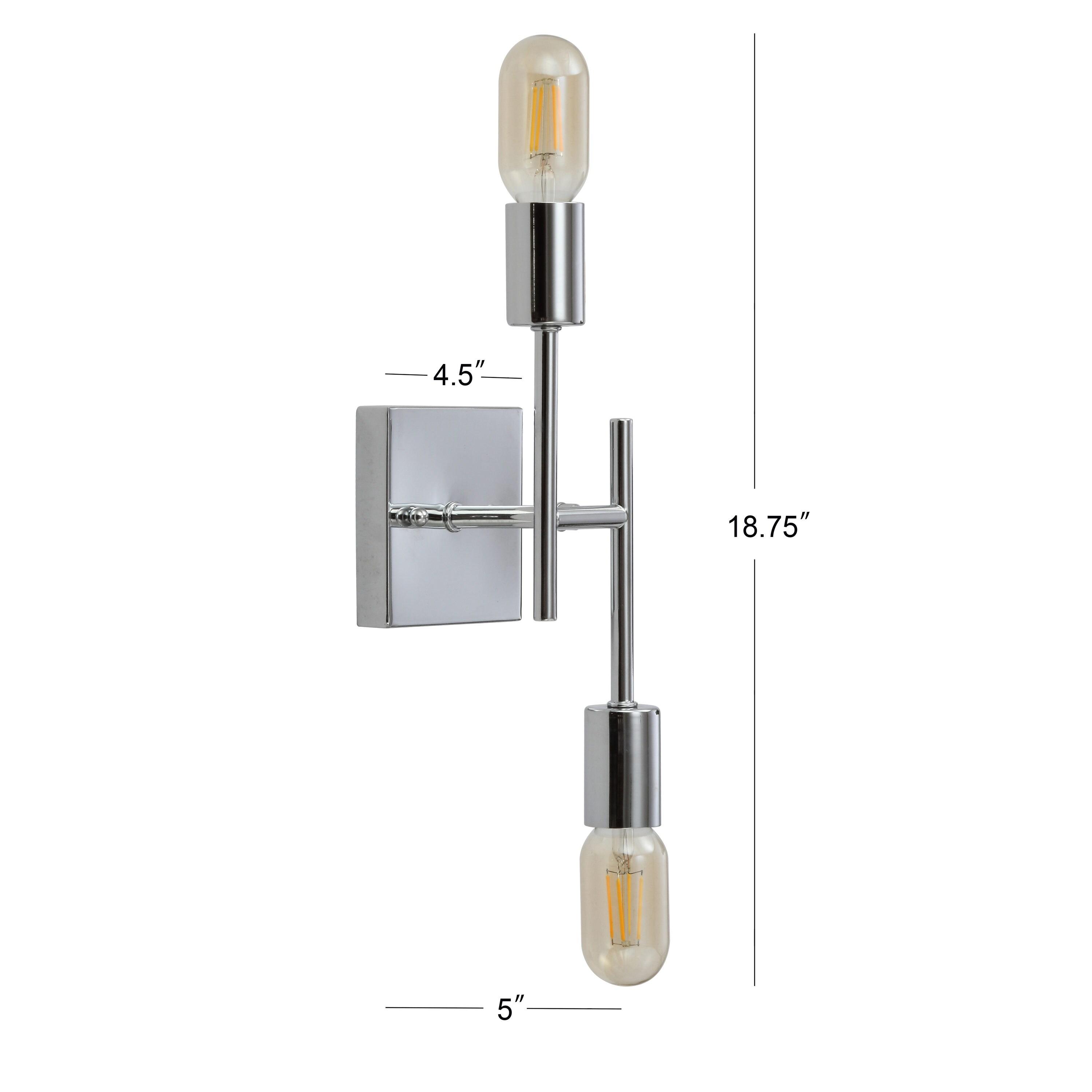 JONATHAN Y Turing 18.7" 2-Light Metal LED Wall Sconce, Chrome