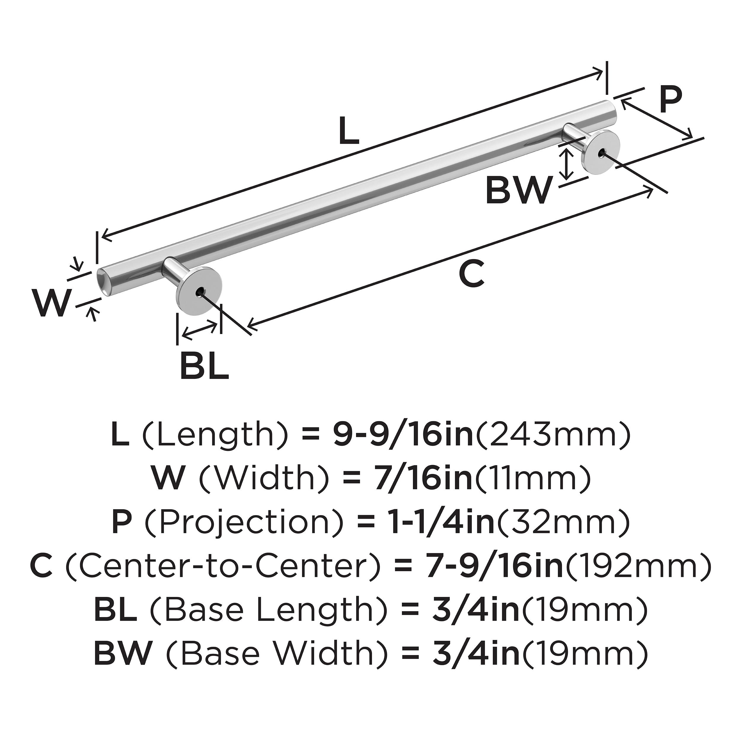 Amerock Radius 7-9/16 inch (192mm) Center-to-Center Polished Chrome Cabinet Pull