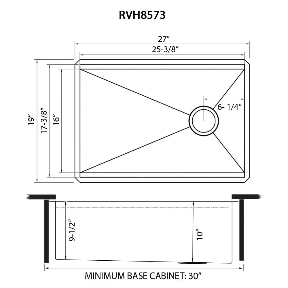 Ruvati 27-inch Workstation Slope Bottom Offset Drain Undermount 16 Gauge Kitchen Sink