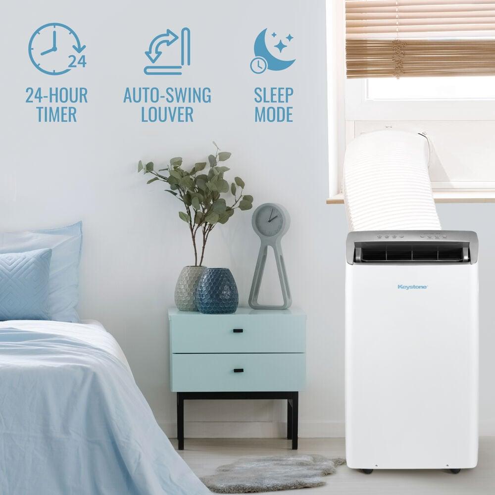 Keystone 12,000 BTU DOE Portable Inverter Air Conditioner with Heater and Remote Control