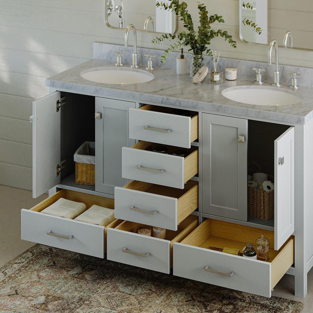 Ariel A061d-Bc Cambridge 60" Double Free Standing Vanity Cabinet Only - Grey