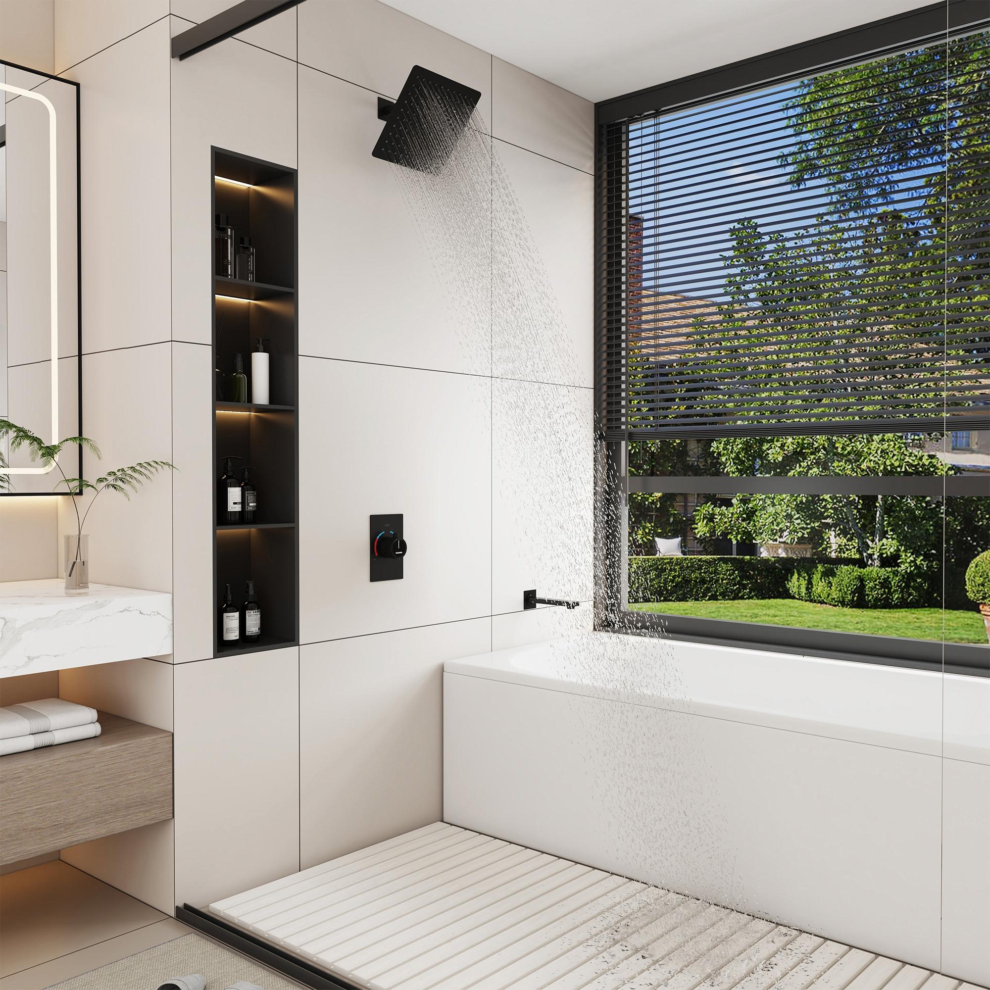 10 Inch Rainfall Shower System with Tilt Shower Head and Tub Spout with Rough in-Valve