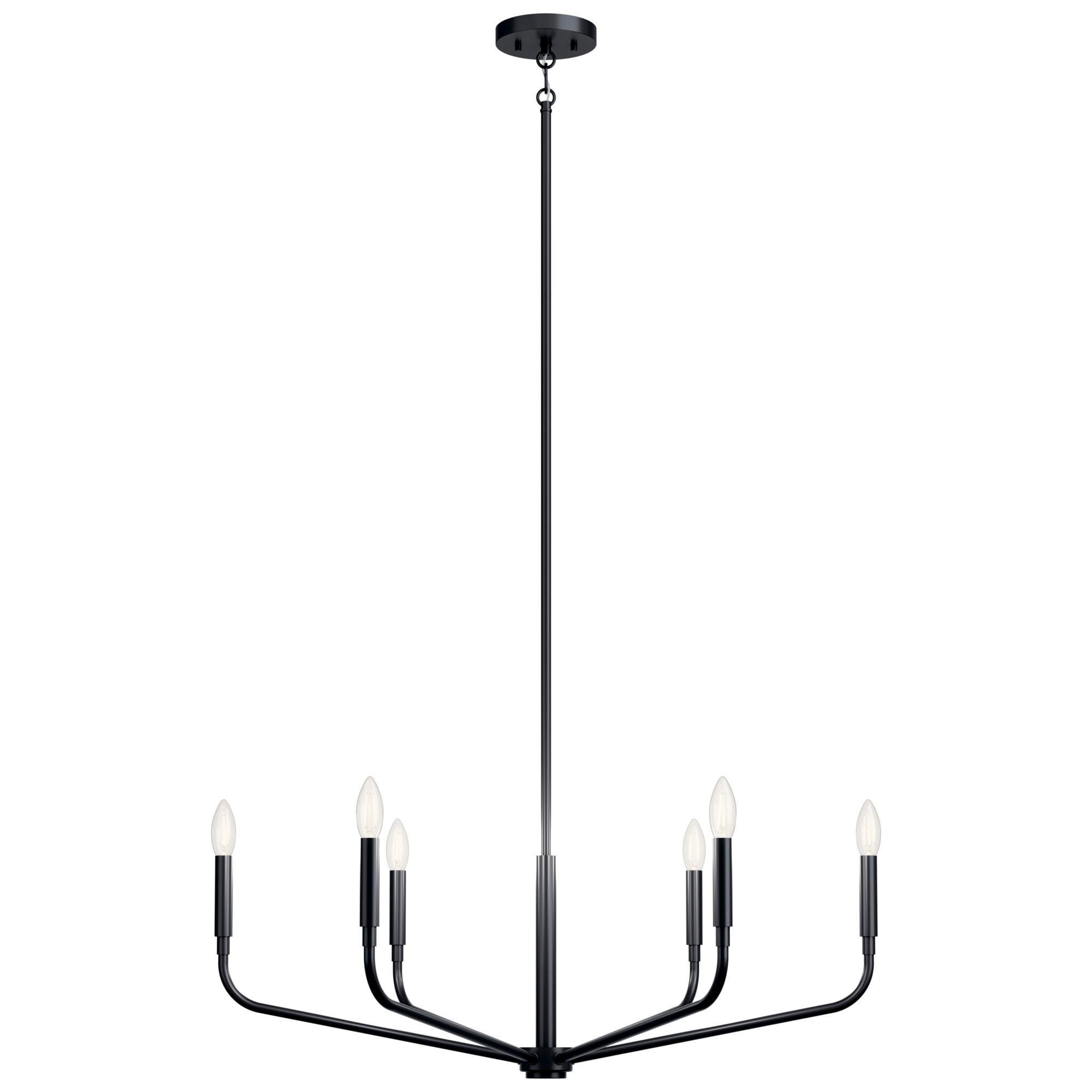 Black 6-Light Modern Candle Chandelier