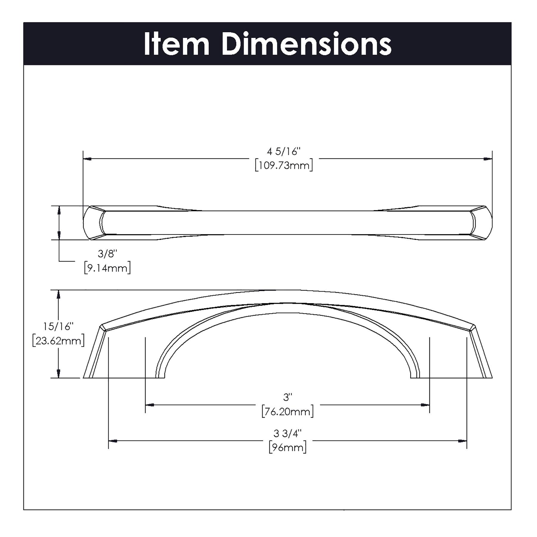 Greenwich Kitchen Cabinet Handles, Solid Core Drawer Pulls for Doors, 3" & 3-3/4" (96mm)