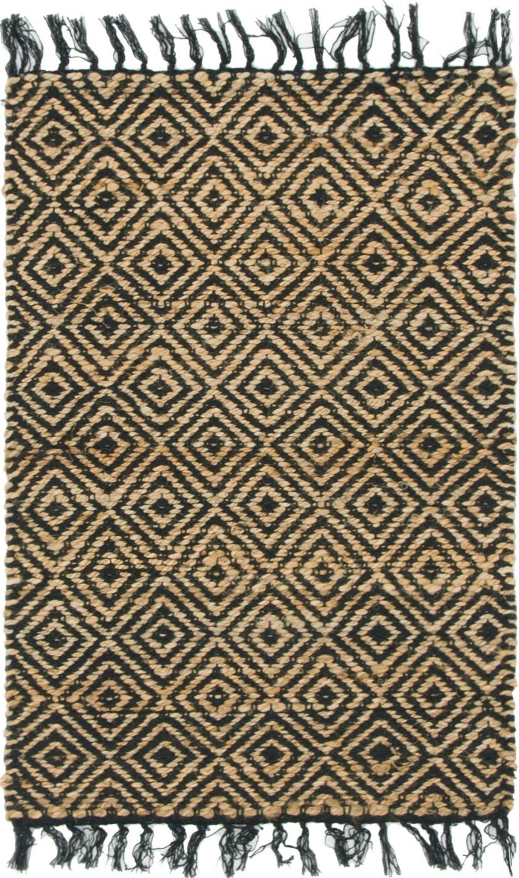 Unique Loom 2' 0 x 3' 1 Assam Chunky Jute Black Area Rug