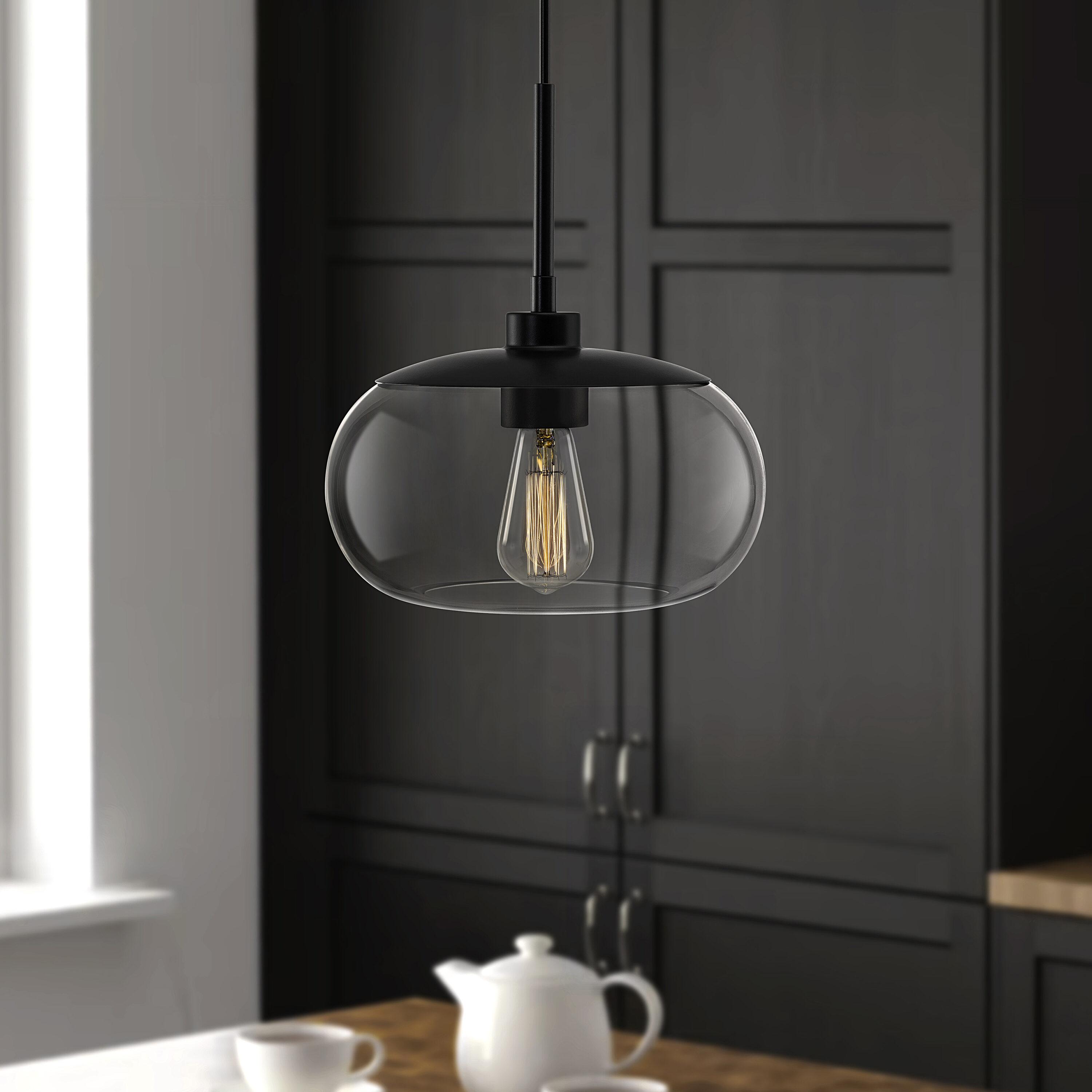 Kawoti  1-Light Adjustable Glass Pendant Clear Glass Bronze, Gold
