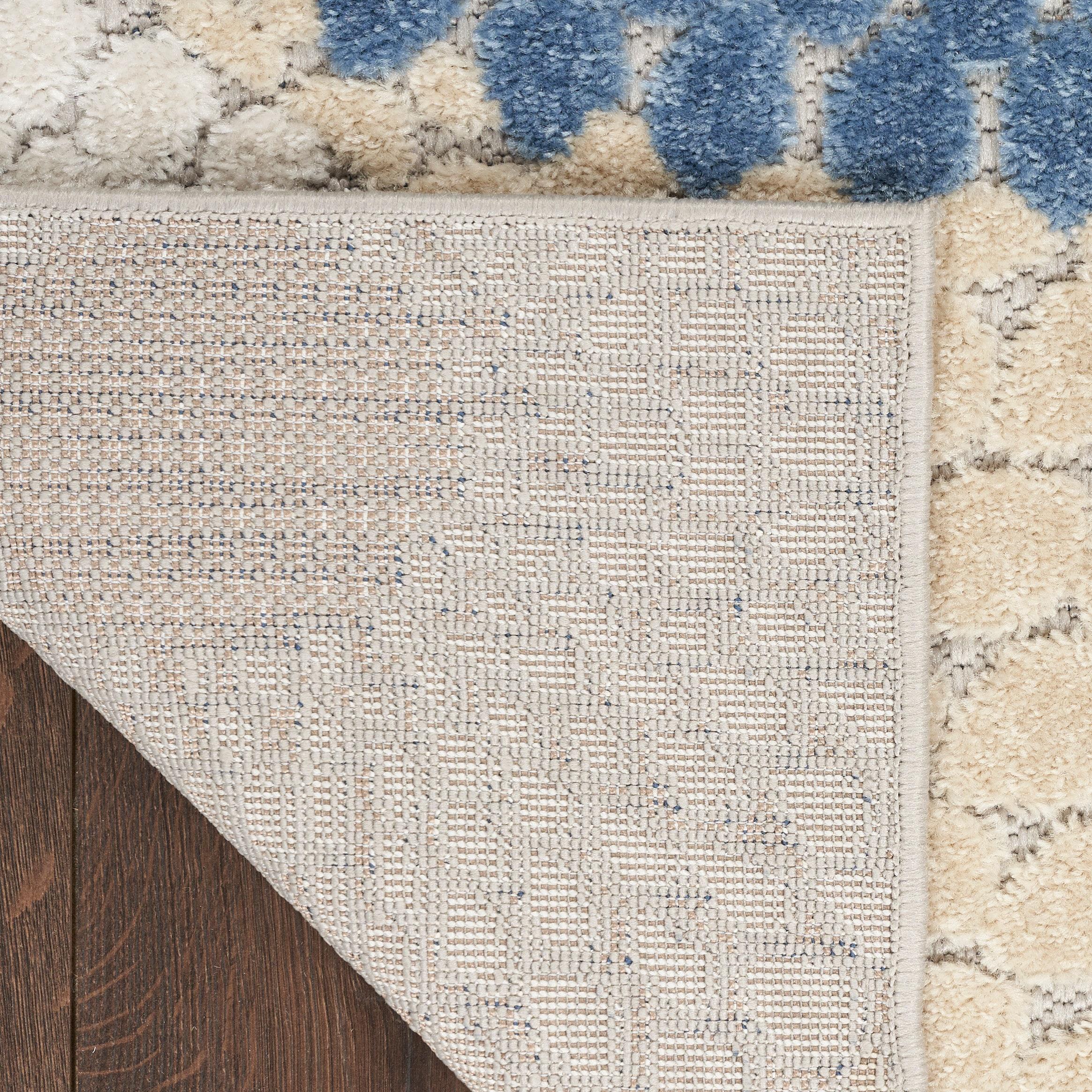 Nourison Aloha Bold Geometric Flatweave High-Low Indoor Outdoor Area Rug Blue/Grey 3'6" x 5'6"
