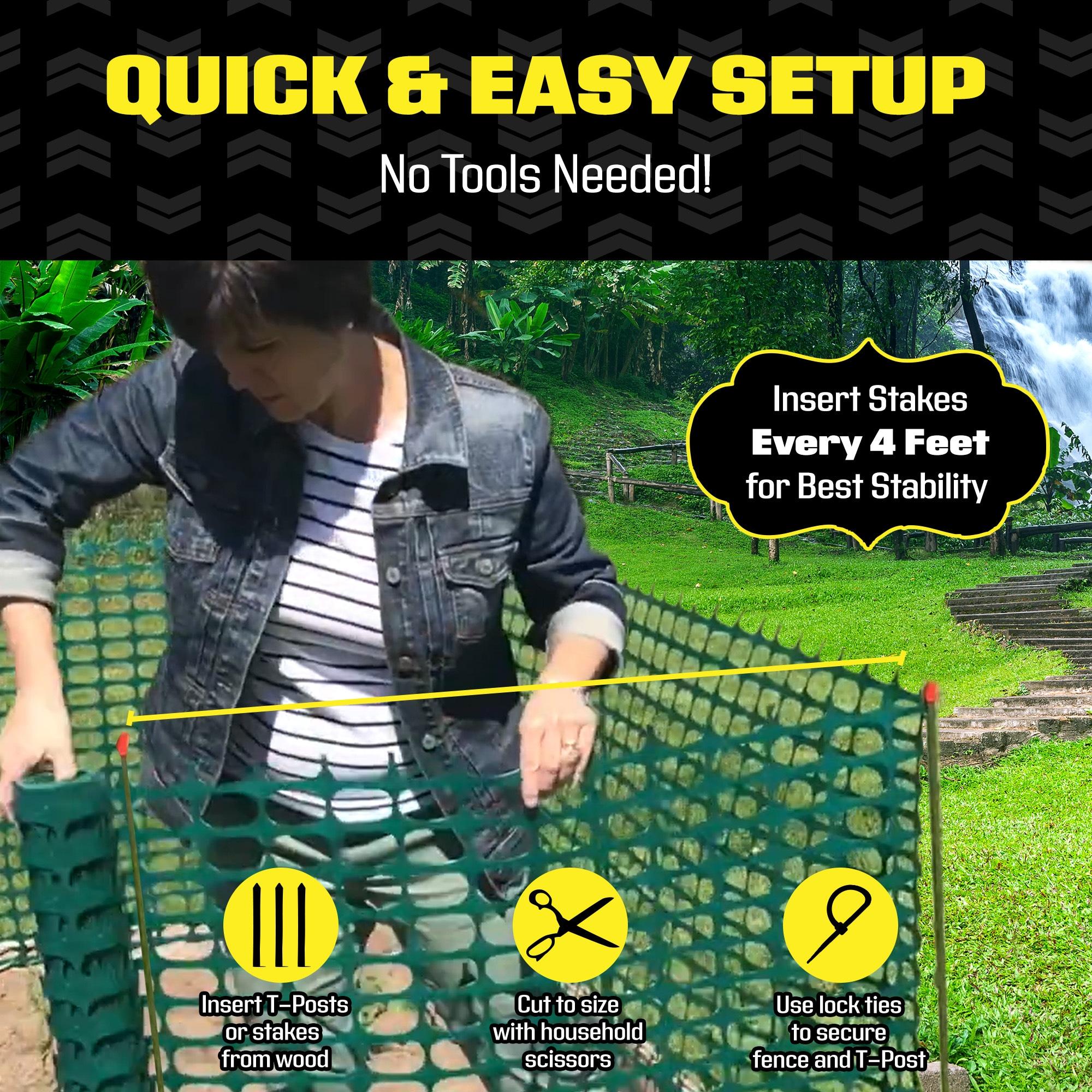 BOEN 4' x 50' Green Temporary Fencing, Mesh Snow Fence, Plastic, Safety Garden Netting, Above Ground Barrier, for Deer, Kids, Swimming Pool, Silt, Lawn, Rabbits, Poultry, Dogs