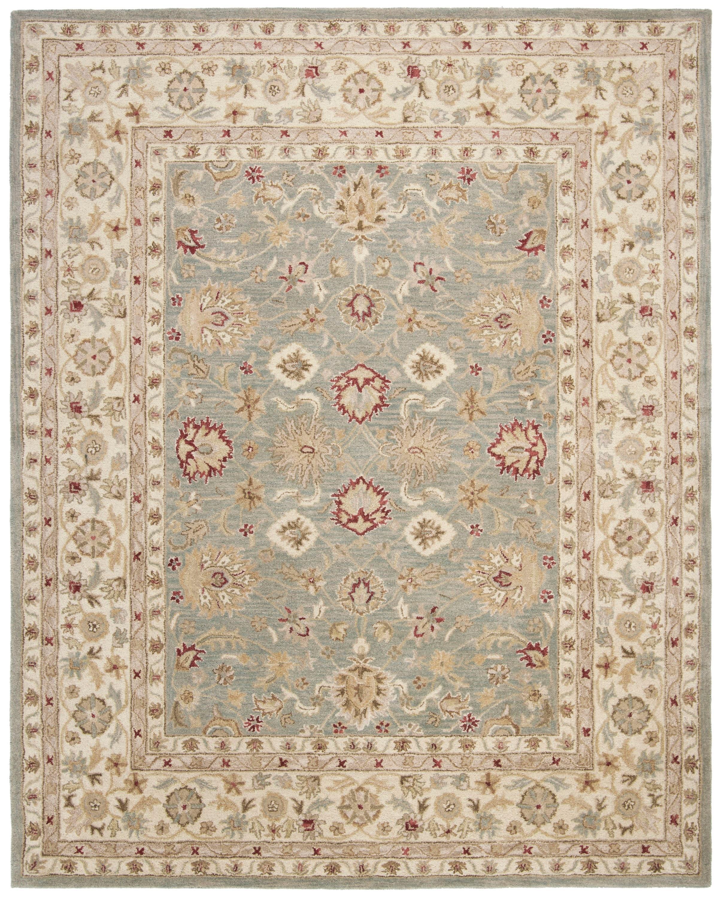 Antiquity AT822 Hand Tufted Area Rug - Grey Blue/Beige - 8'x10' - Safavieh.