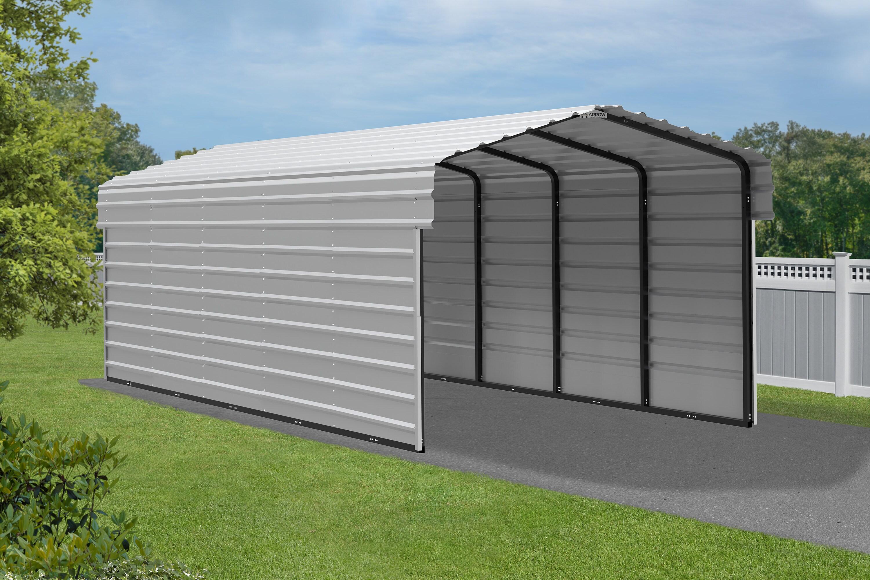 Arrow 24 x 10 ft Charcoal Carport with 2-sided Enclosure