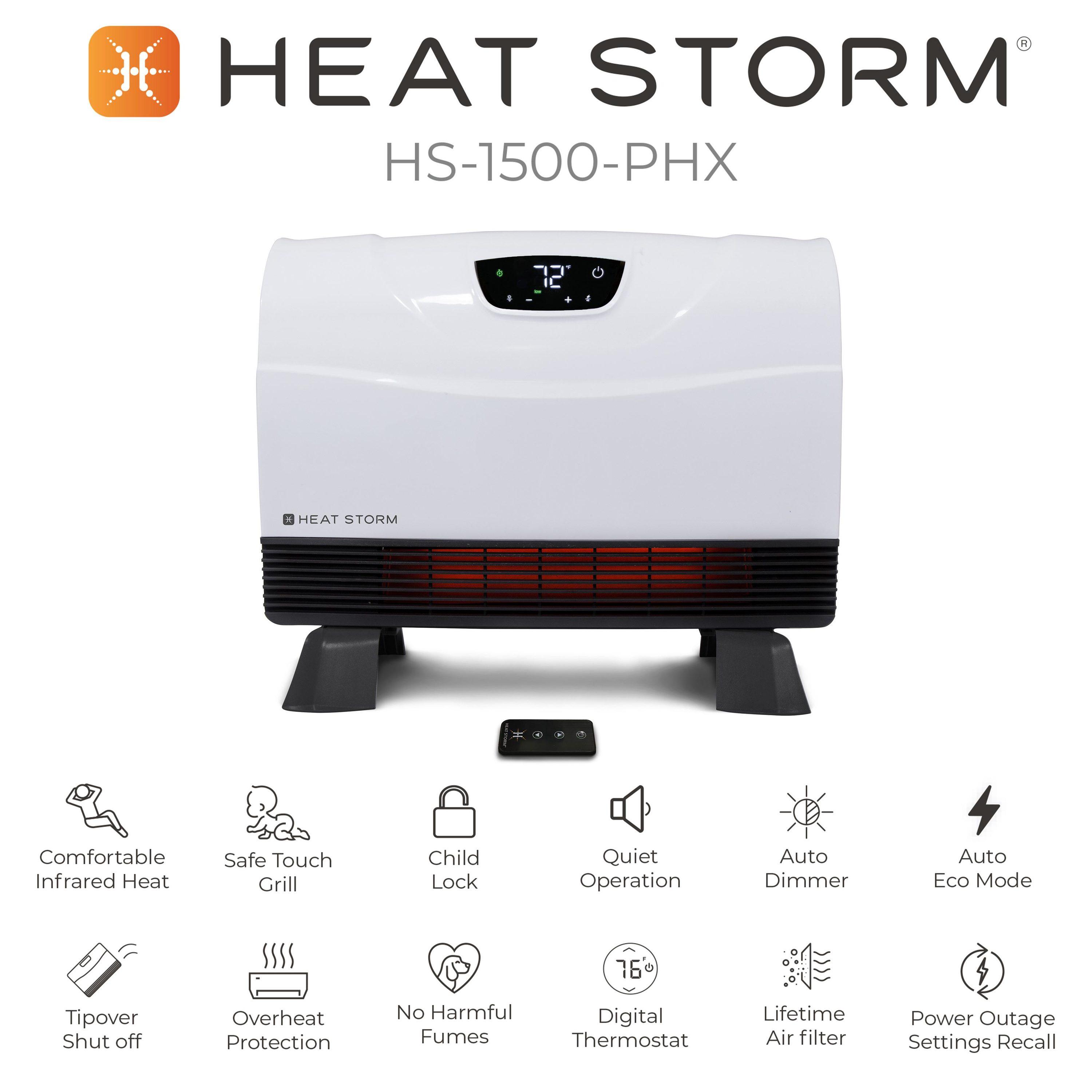 Heat Storm 1500 Watt Infrared WiFi enabled, wall mount  electric space heater with digital thermostat, remote - Smart Line