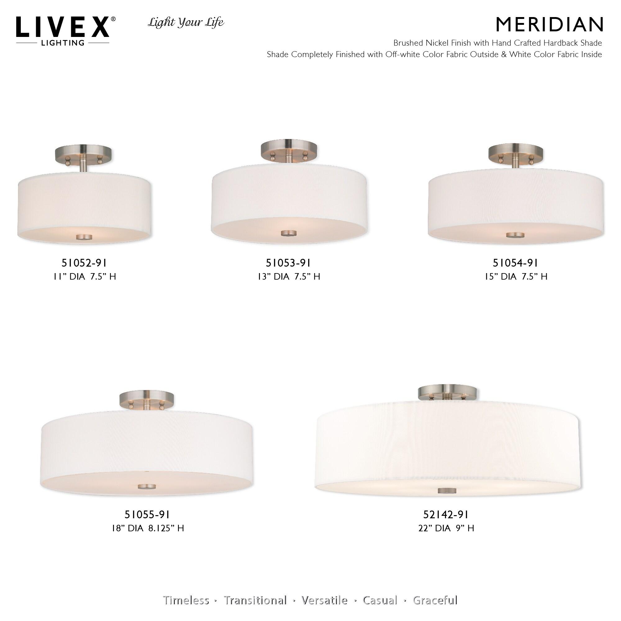 Livex Lighting Meridian 3 - Light Chandelier in  Brushed Nickel