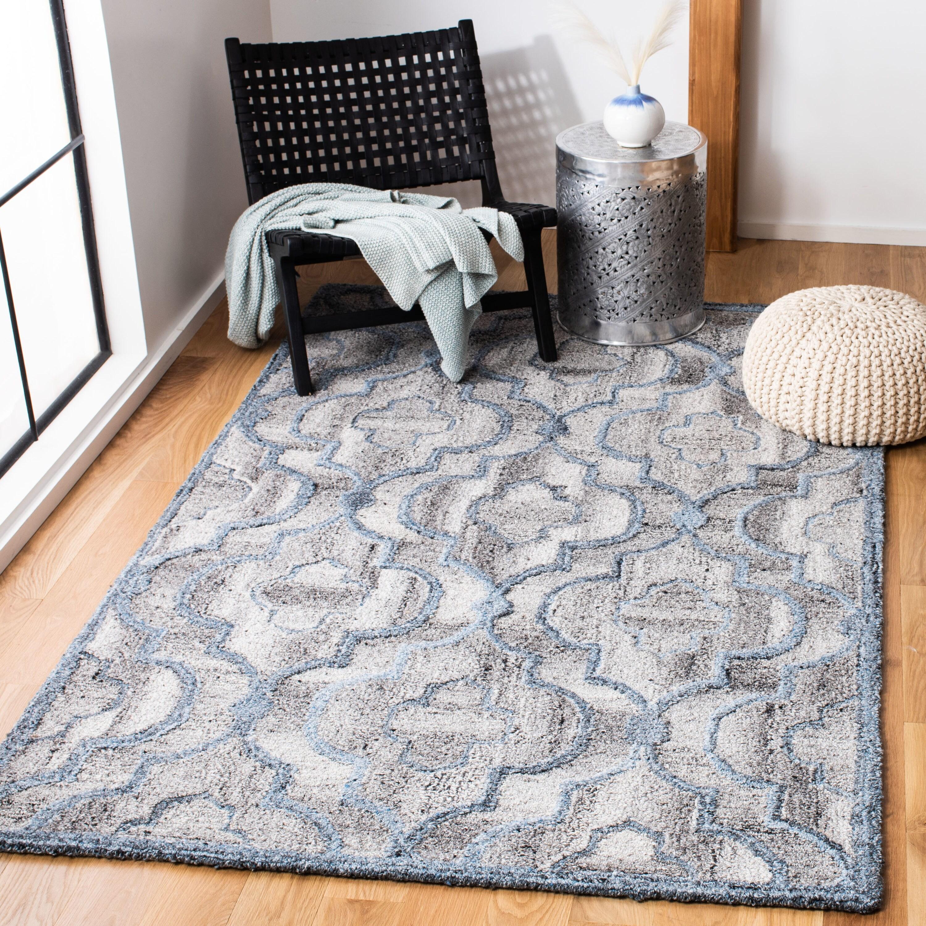 Abstract ABT646 Handmade Indoor Area Rug - Blue/Brown - 5'x8' - Safavieh