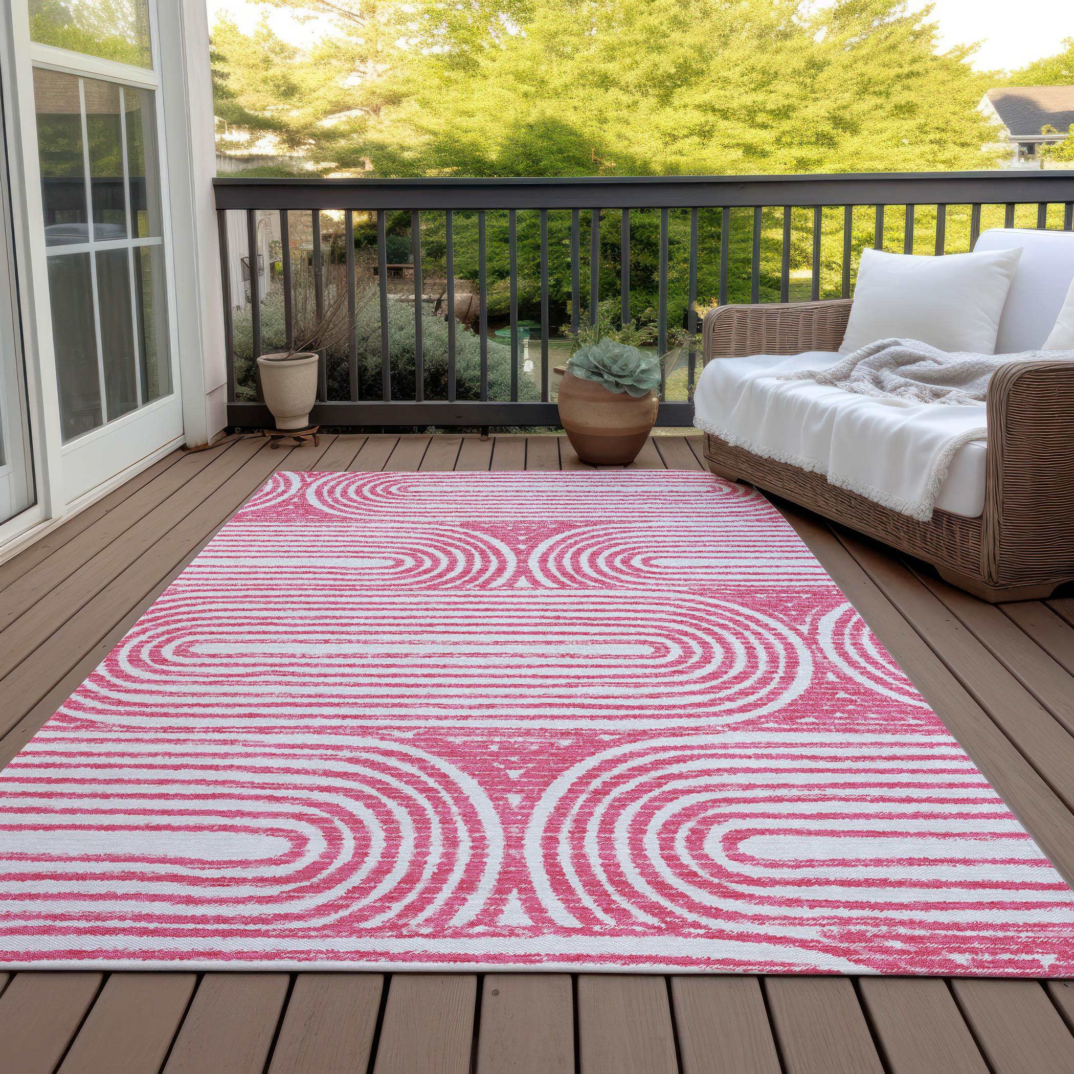 Addison Rugs Chantille ACN140 Pink 8' x 10 Indoor Outdoor Area Rug, Stain Resistant, Machine Washable, Non Shedding, Bedroom, Living Room, Dining Room, Kitchen Rug