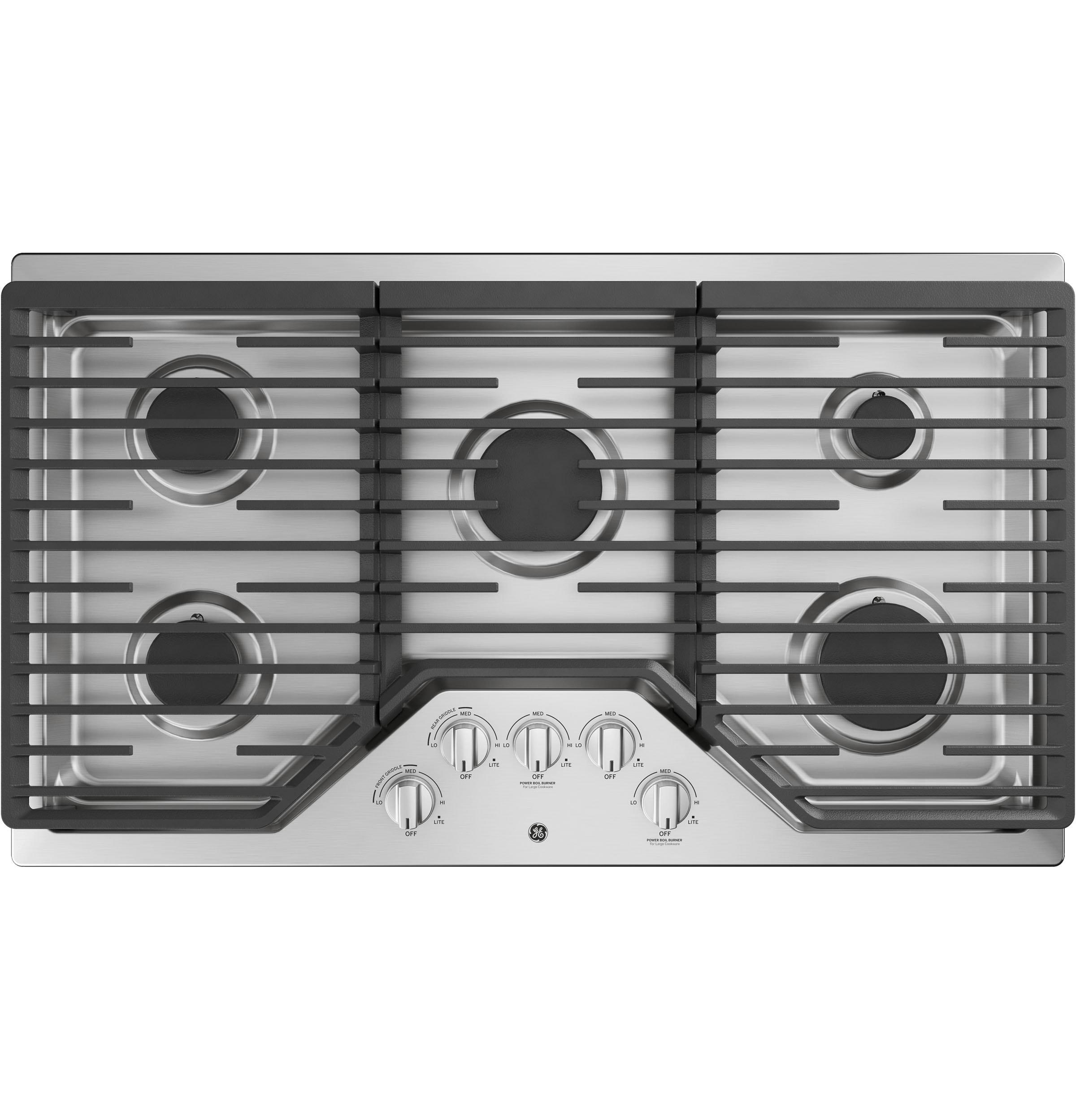GE Appliances GE Appliances 36" Gas 5 Burner Cooktop with Dual Size Power Burner JGP5036SLSS