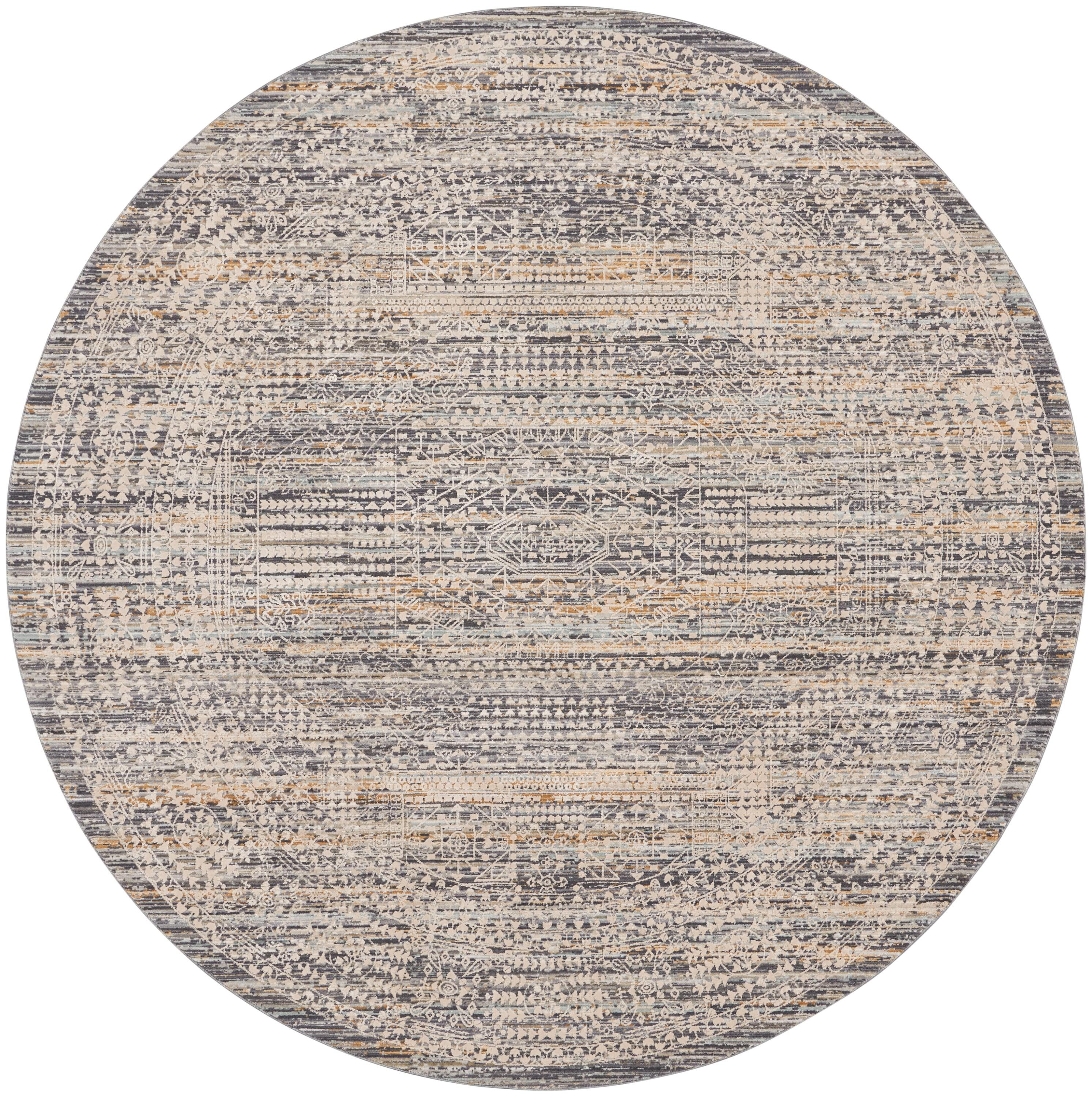 Nourison Nyle Boho Vintage Indoor Rug Ivory Slate 7’10” x Round