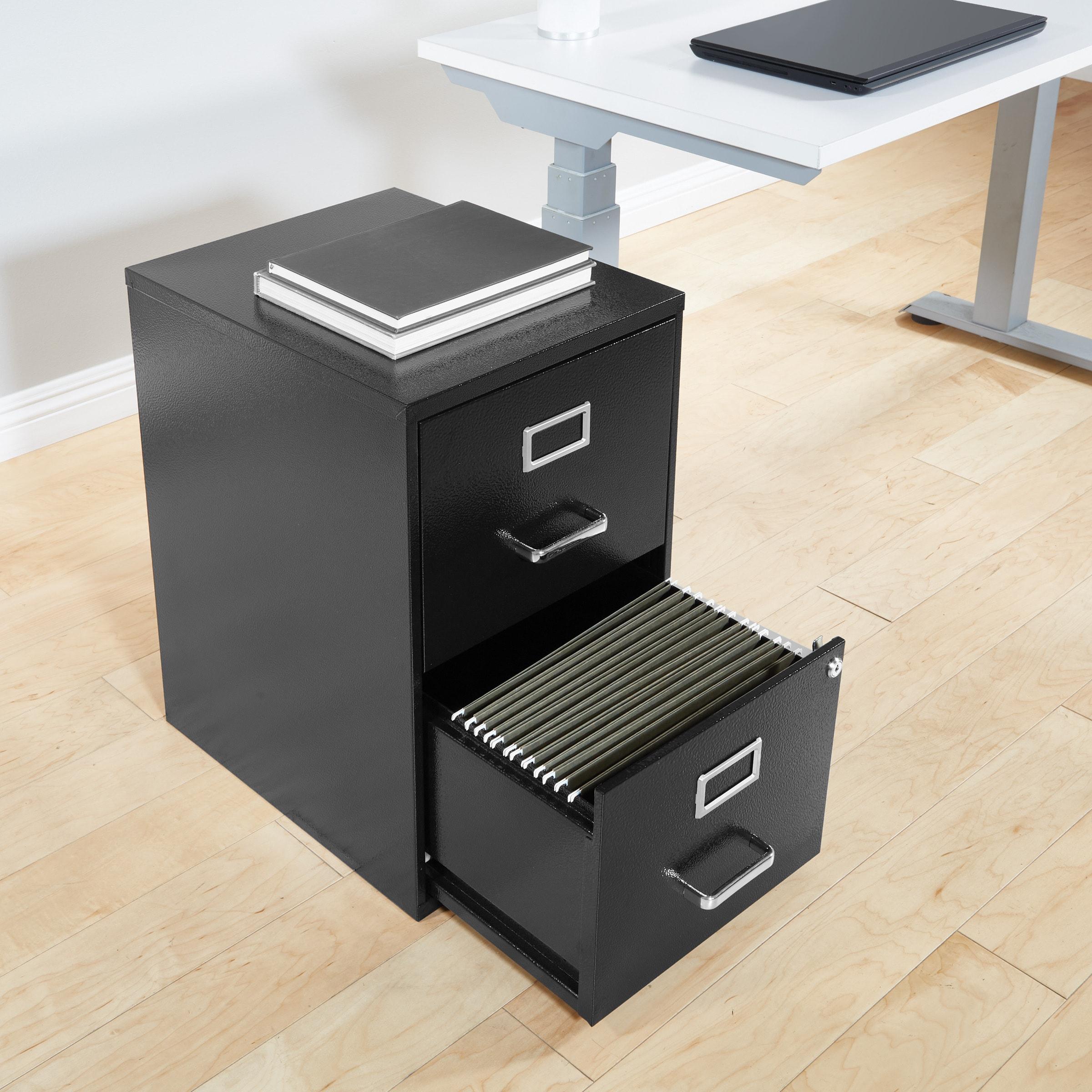 2 Drawer Locking Metal File Cabinet in Black