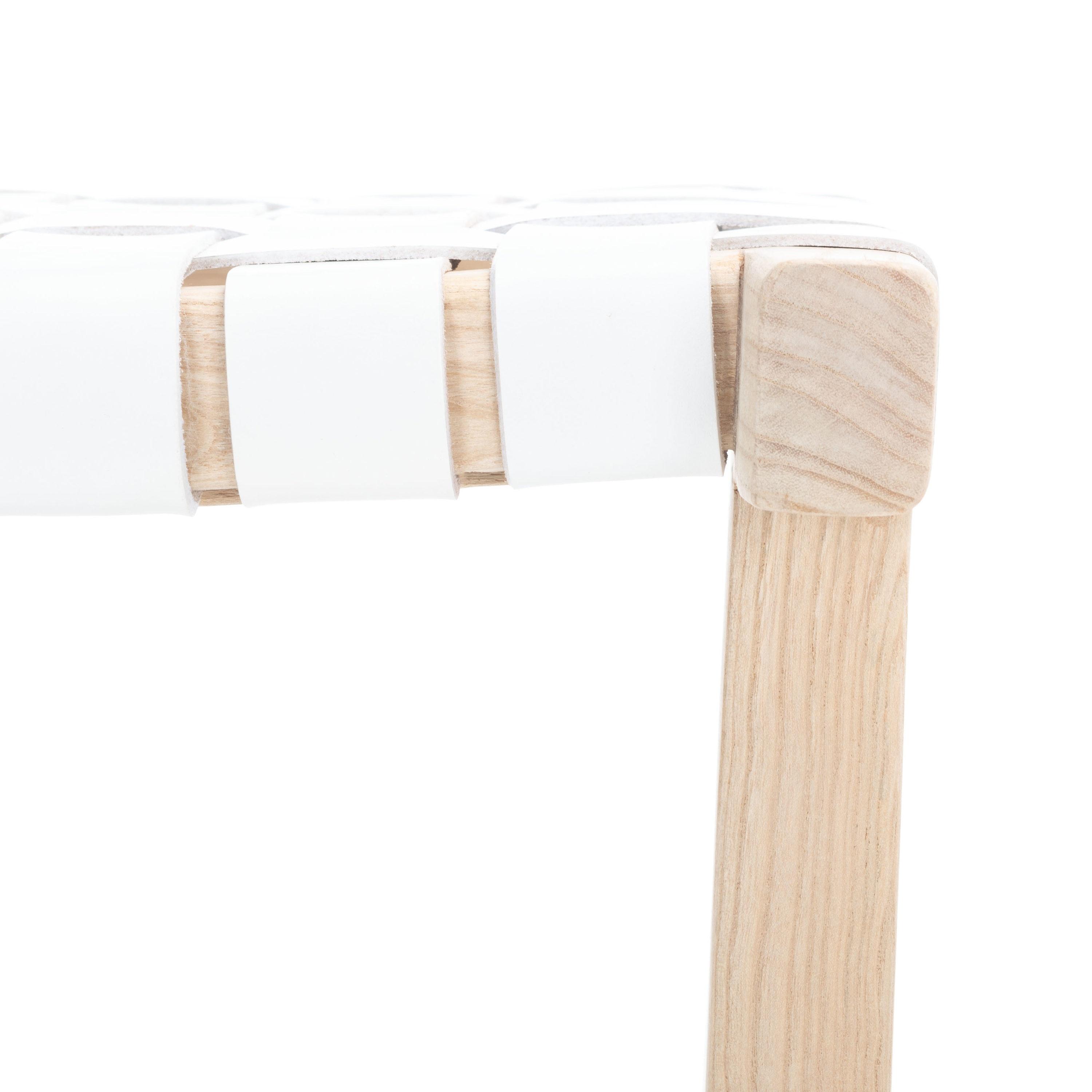 SAFAVIEH Abreu Rectangle Barstool, White/Light Natural (18.5 in. W x 20 in. D x 30 in. H)