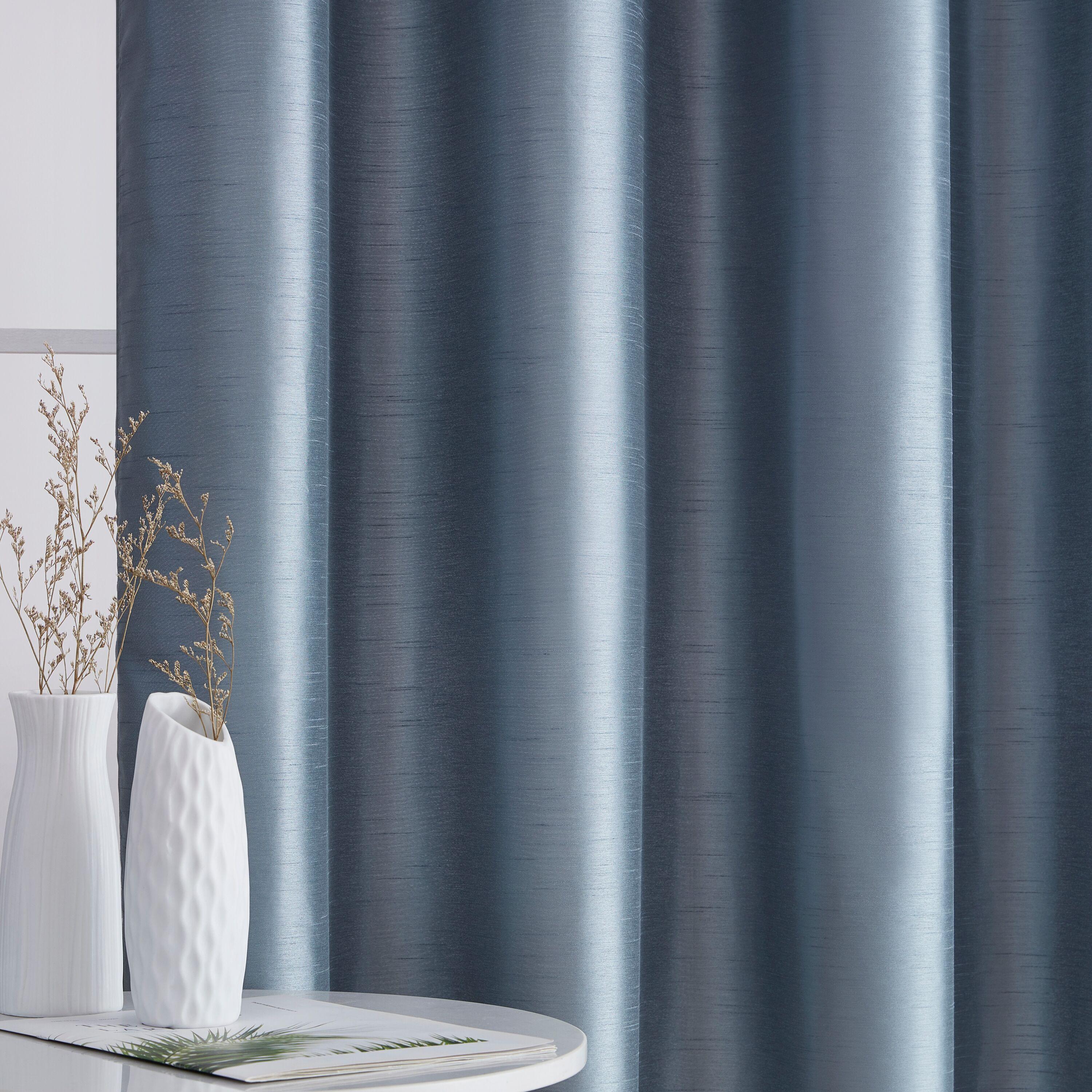 Dusty Blue Faux Silk Sheer Grommet Window Panels, 54 x 84 Inch