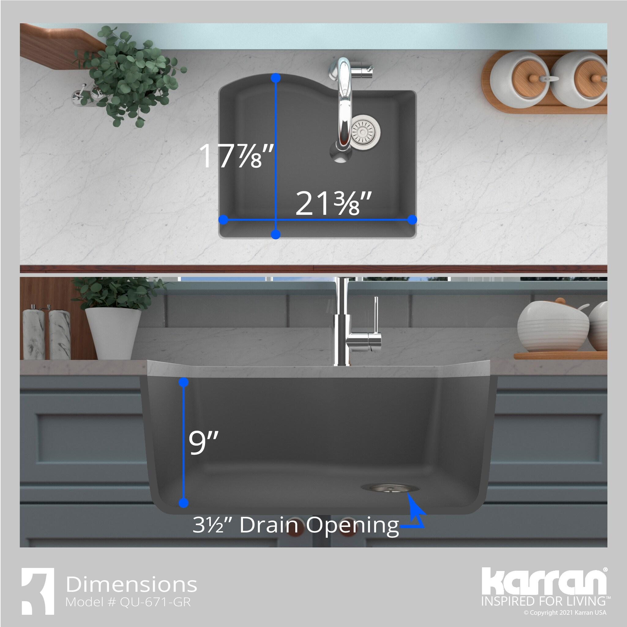 Karran Undermount Quartz Composite 24'' X 20-3/4'' Single Bowl Kitchen Sink