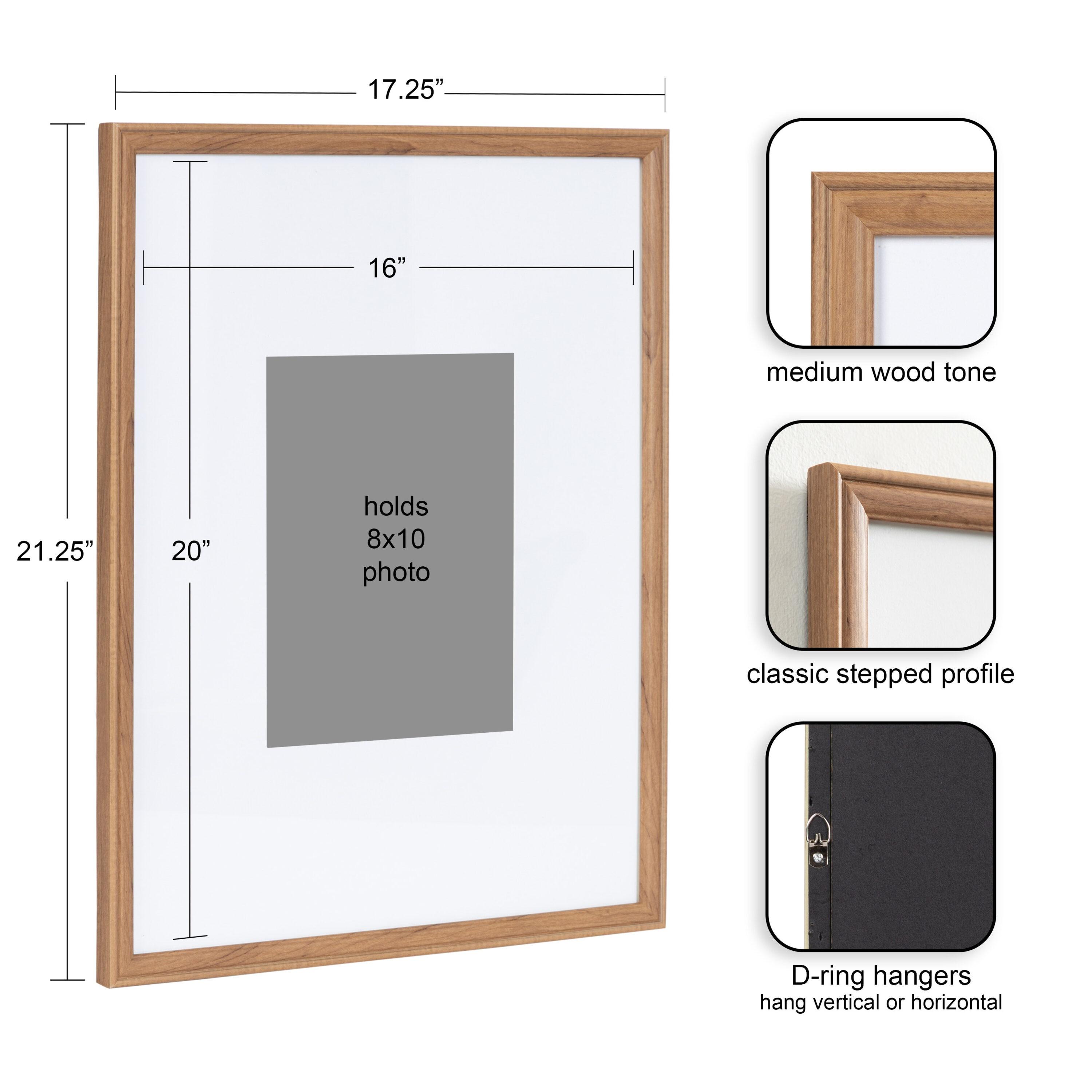 Kate & Laurel All Things Decor (Set of 3) 16"x20" Matted to 8"x10" Adlynn Rectangle Picture Frames Brown