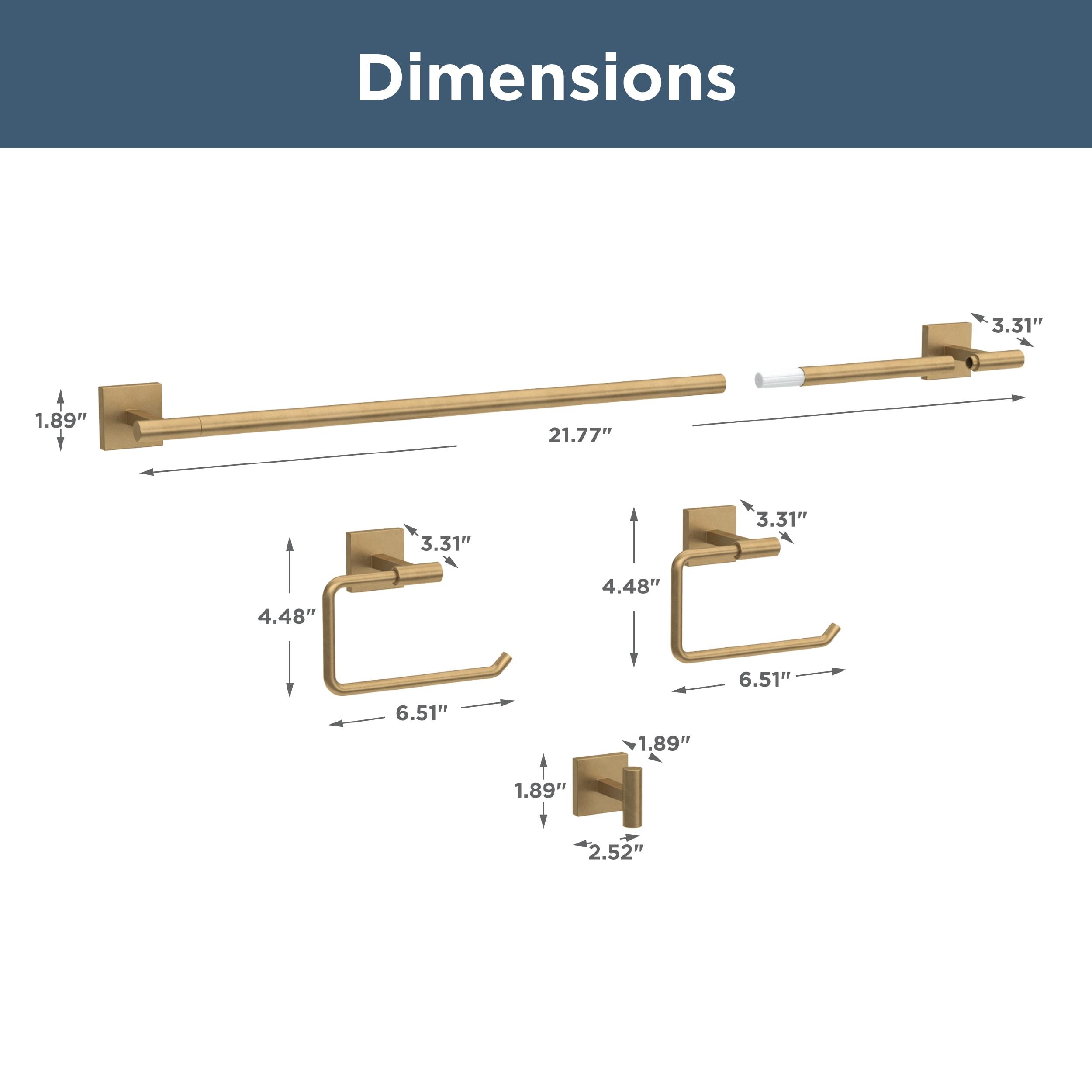 Franklin Brass Nash 4-Piece Bath Hardware Set 18" Towel Bar w/ Extender Toilet Paper Holder Towel Holder Towel Hook NASH64-SG