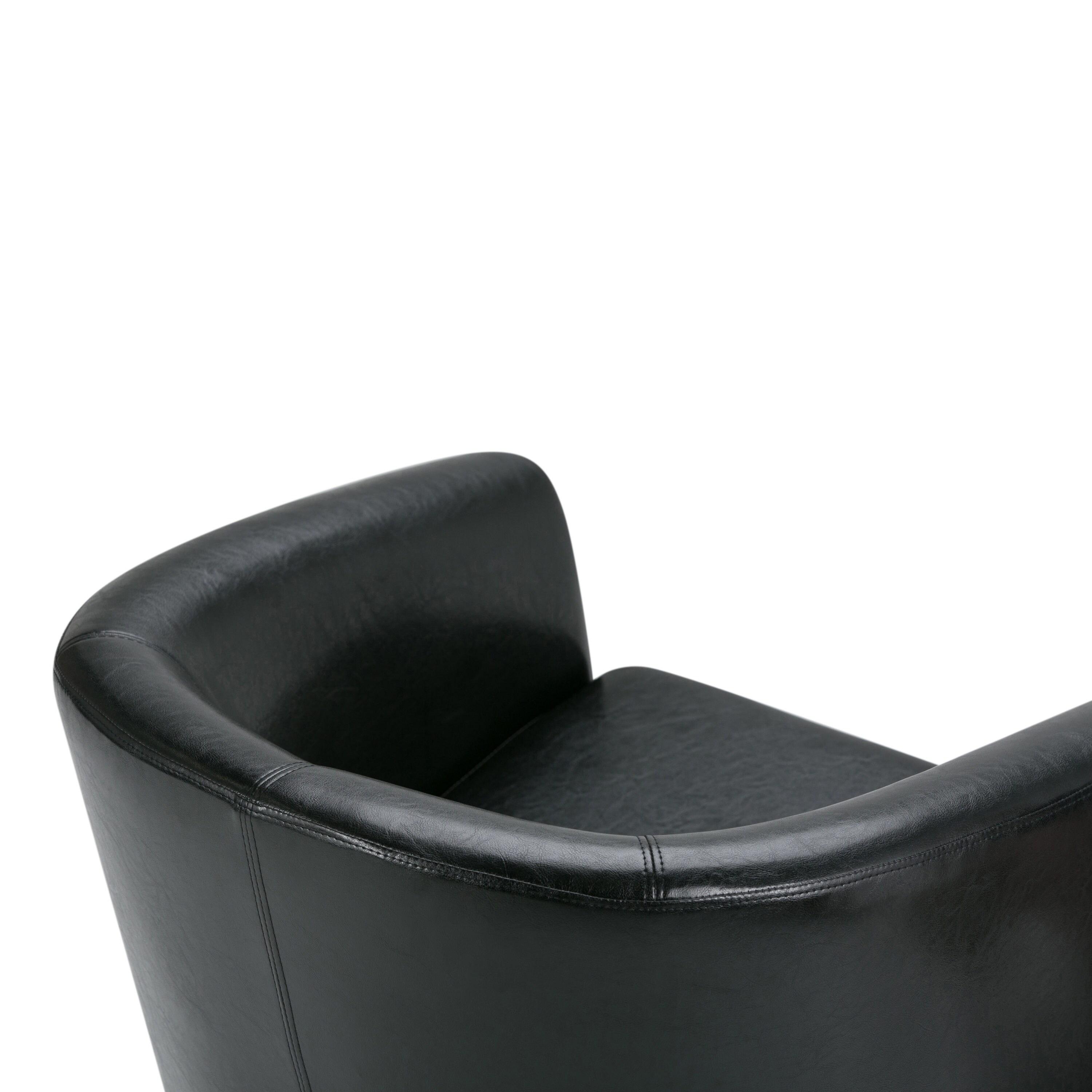 Simpli Home Austin 30"W Upholstered Vegan Faux Leather Contemporary Tub Accent Chair with High Arms and Deep Seat