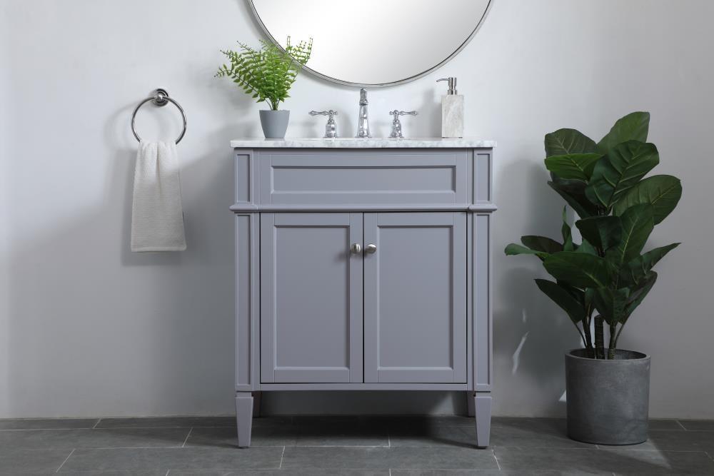 Elegant Decor Williams 30" Single Marble Top Bathroom Vanity in Gray