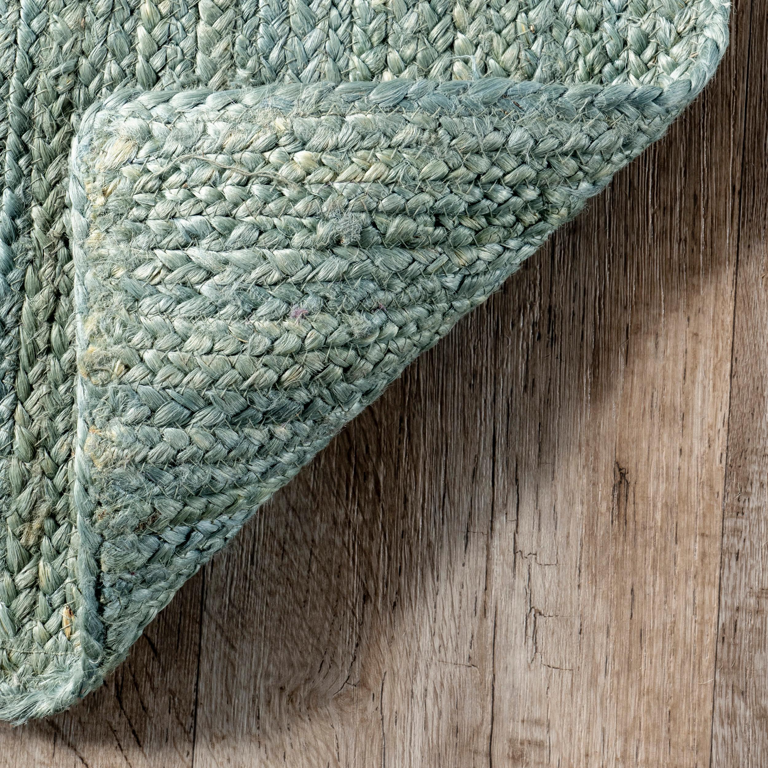 Nuloom 6x9 Rigo Jute Hand Woven Area Rug, Green, Solid Farmhouse Design, Natural Fiber Bedroom, Living Room, Kitchen