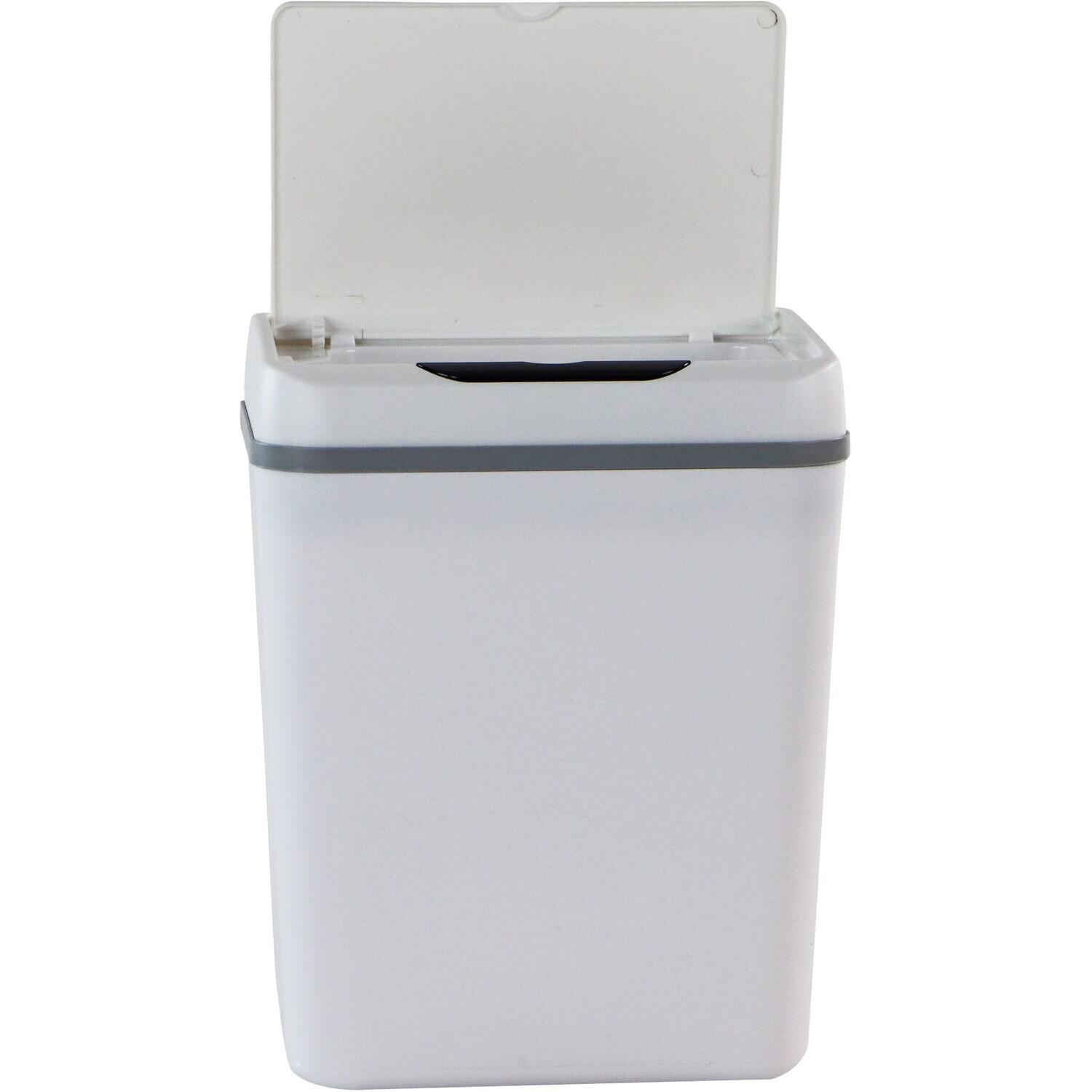 White Plastic Touchless Motion Sensor Trash Can, 2.3 Gallons