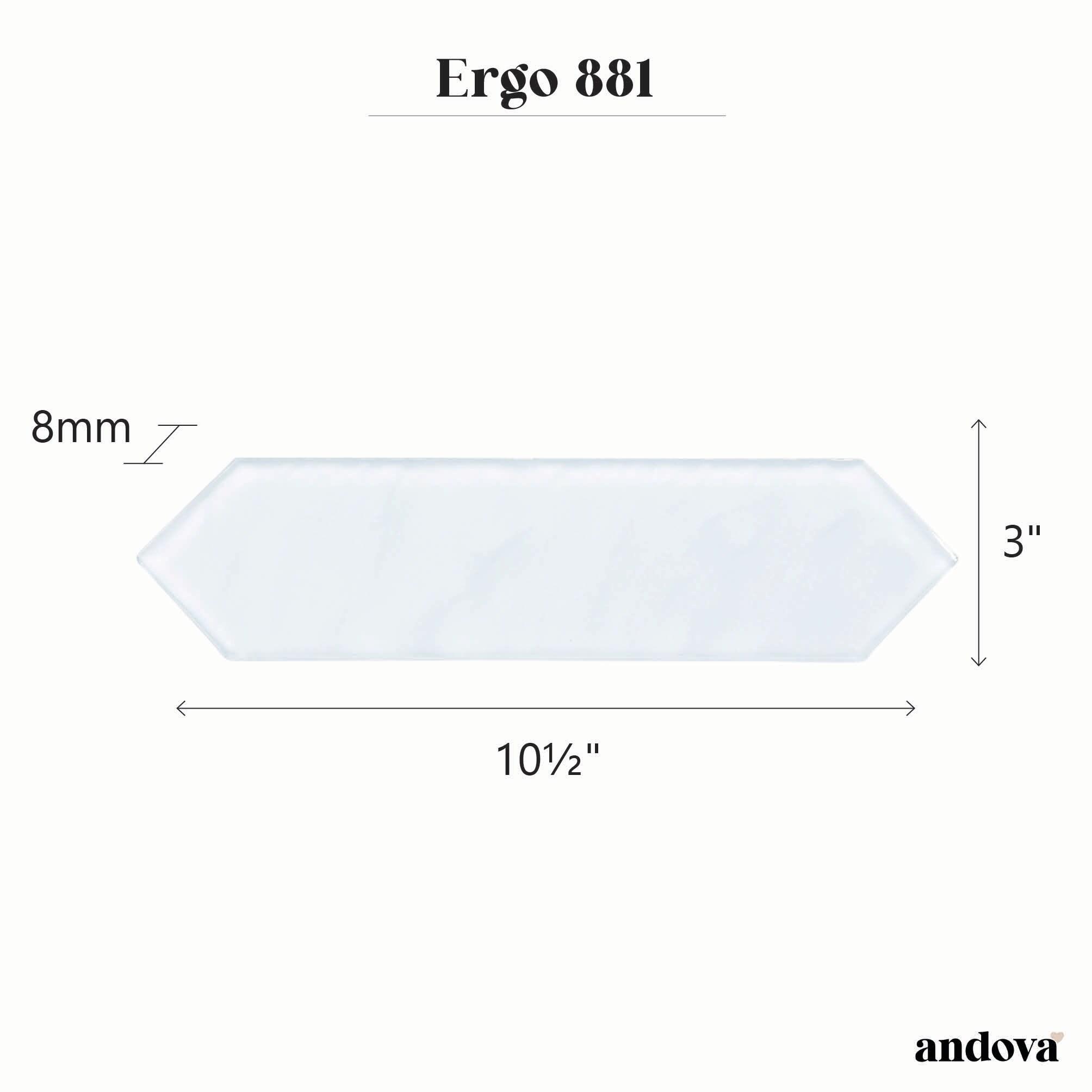 Ergo 3" x 11" Picket Glass Kitchen Backsplash, Bathroom, Shower, Pool, Wall and Floor Tile