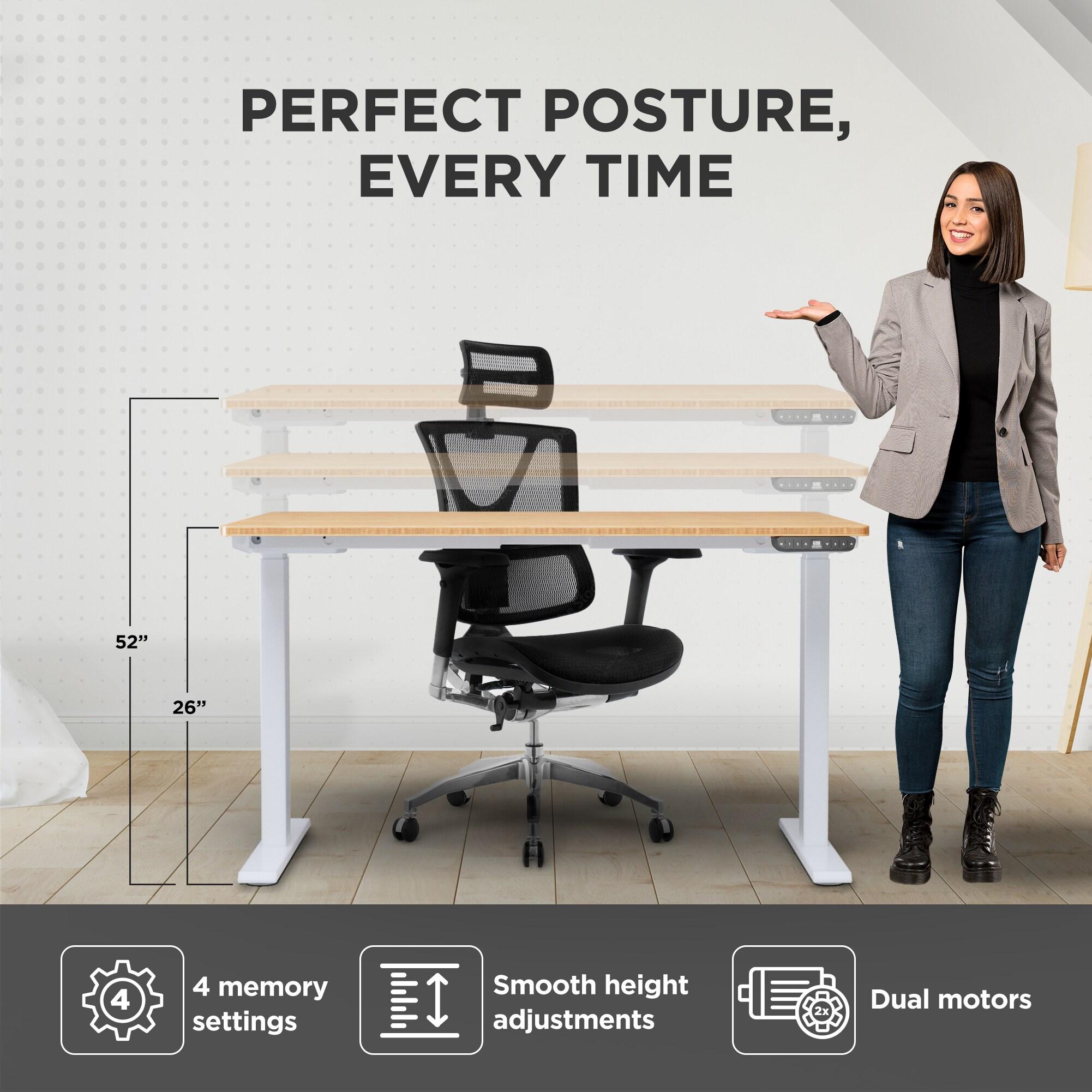 Rise UP Electric Standing Desk adjustable height desk 24-49" dual motor one piece 60x30" bamboo desktop height adjustable desk adjustable standing desk stand up desk sit to stand desk rising desk