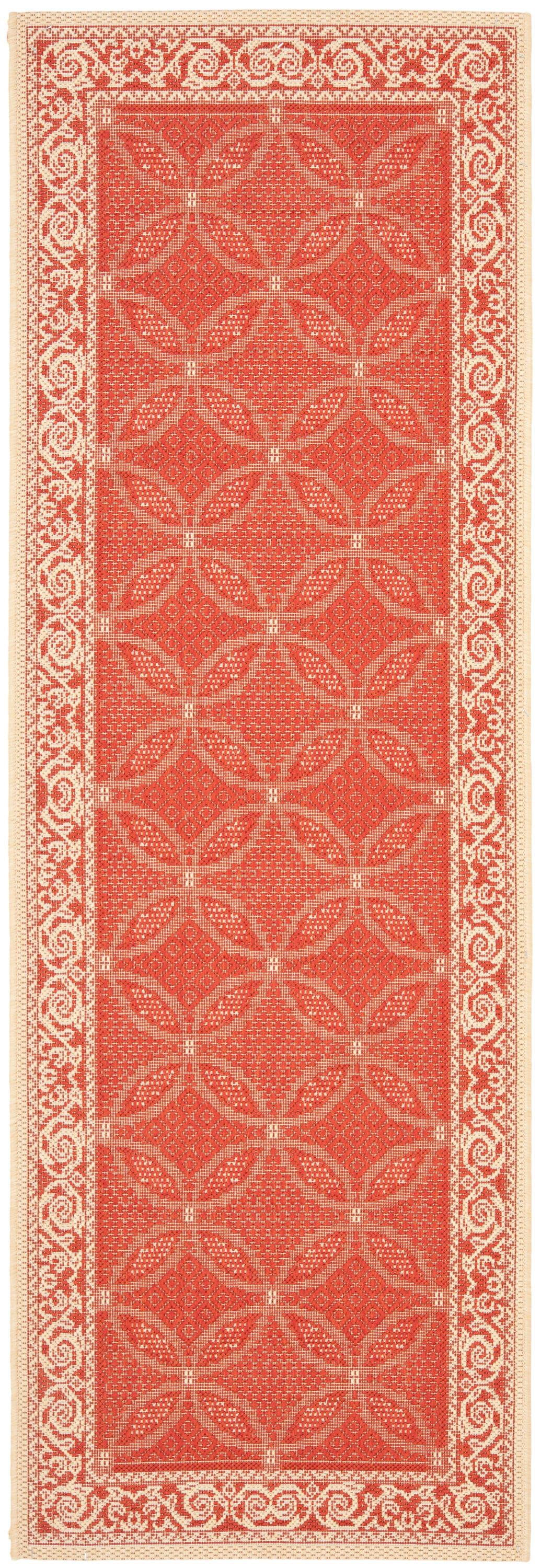 Courtyard CY1502 Power Loomed Indoor and Outdoor Runner Rug - Red/Natural - 2'3"x10' - Safavieh
