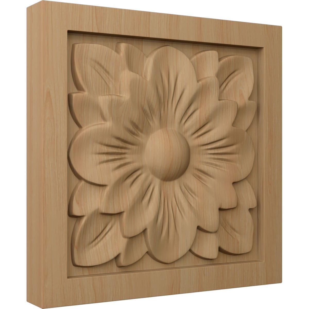 Flower 5.125'' H x 5.125'' W x 1'' D Wood Rosette Applique