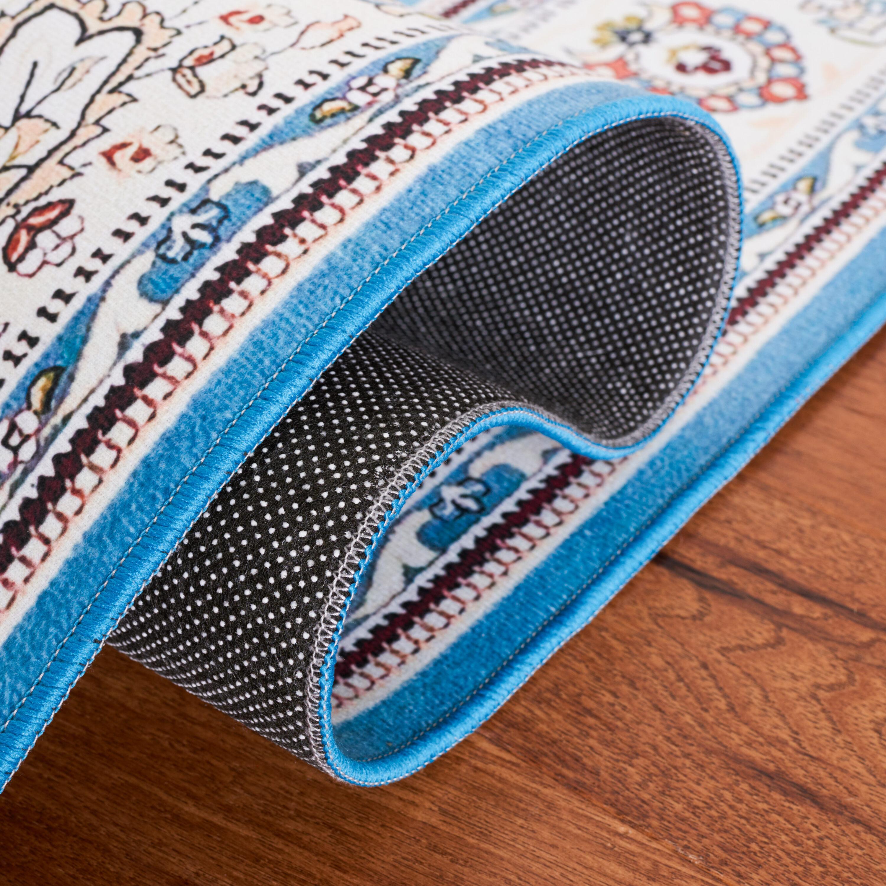 Tucson TSN136 Power Loomed Machine Washable Area Rug - Turquoise/Beige - 3'x5' - Safavieh.