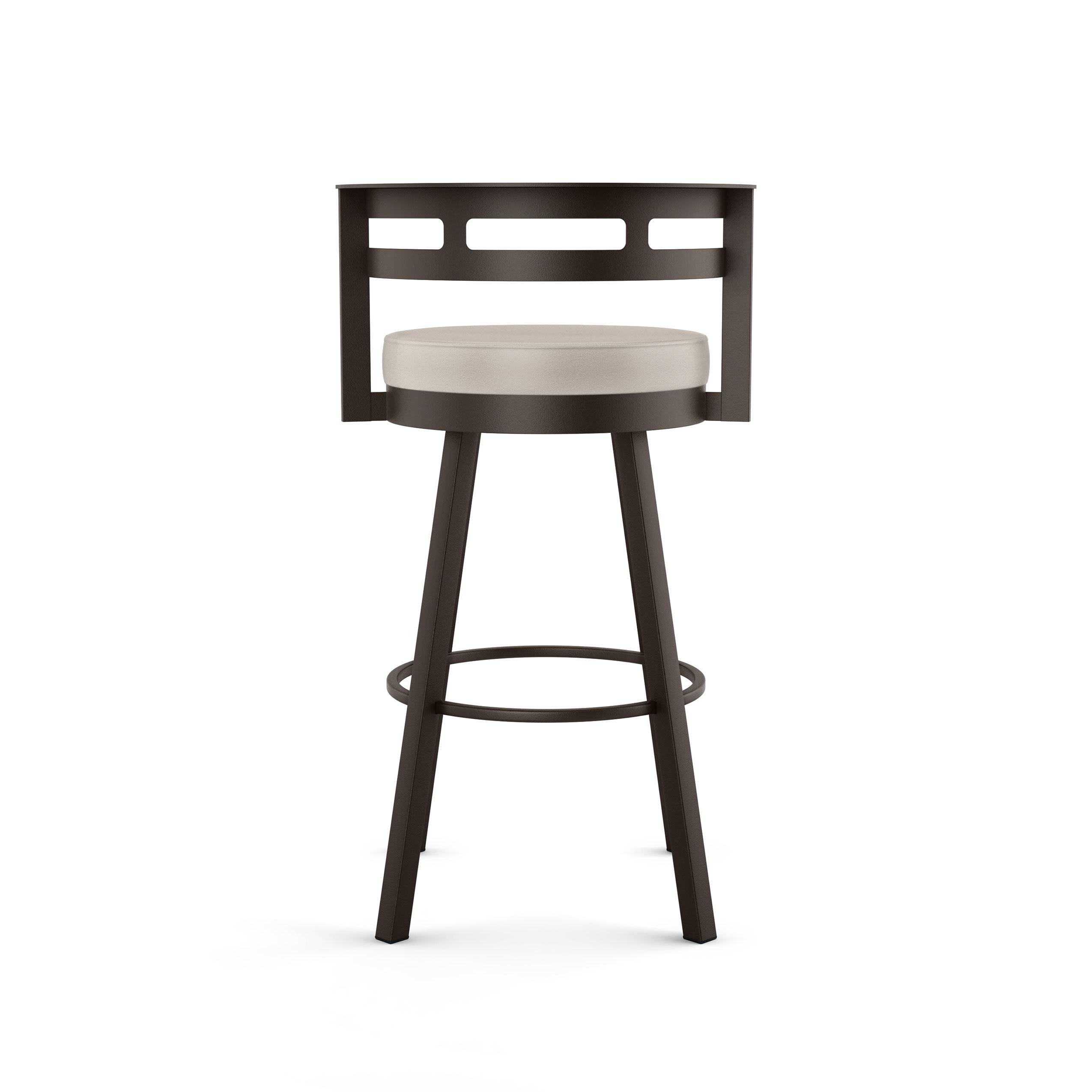 Amisco Render Upholstered Counter Height Barstool Cream/Dark Brown: Faux Leather, Steel Frame, 26" Seat